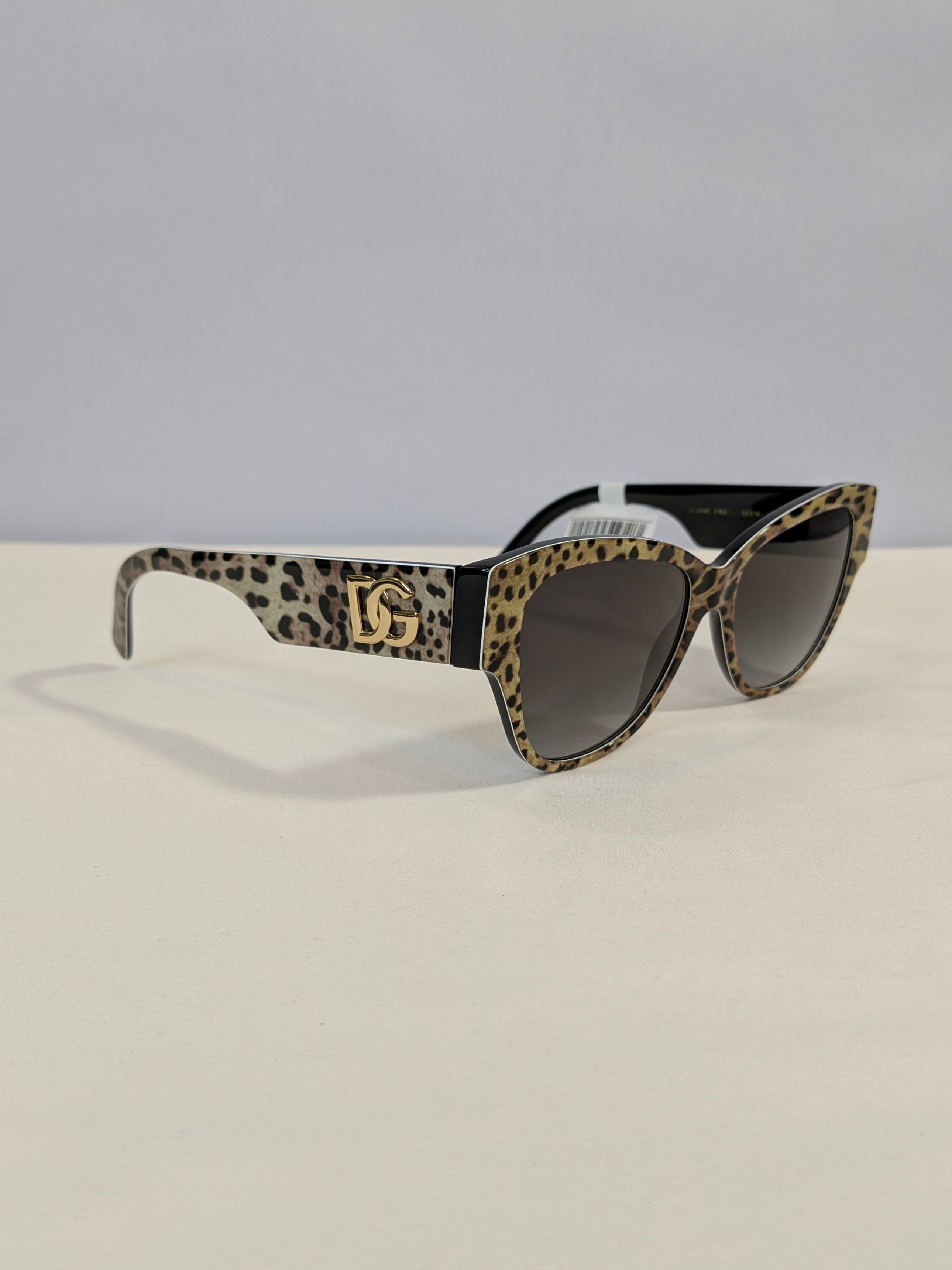 Dolce & Gabbana Leopard Cat-Eye Sunglasses with Dark Gradient Lenses and Gold DG Logo Temples - Thumbnail 3
