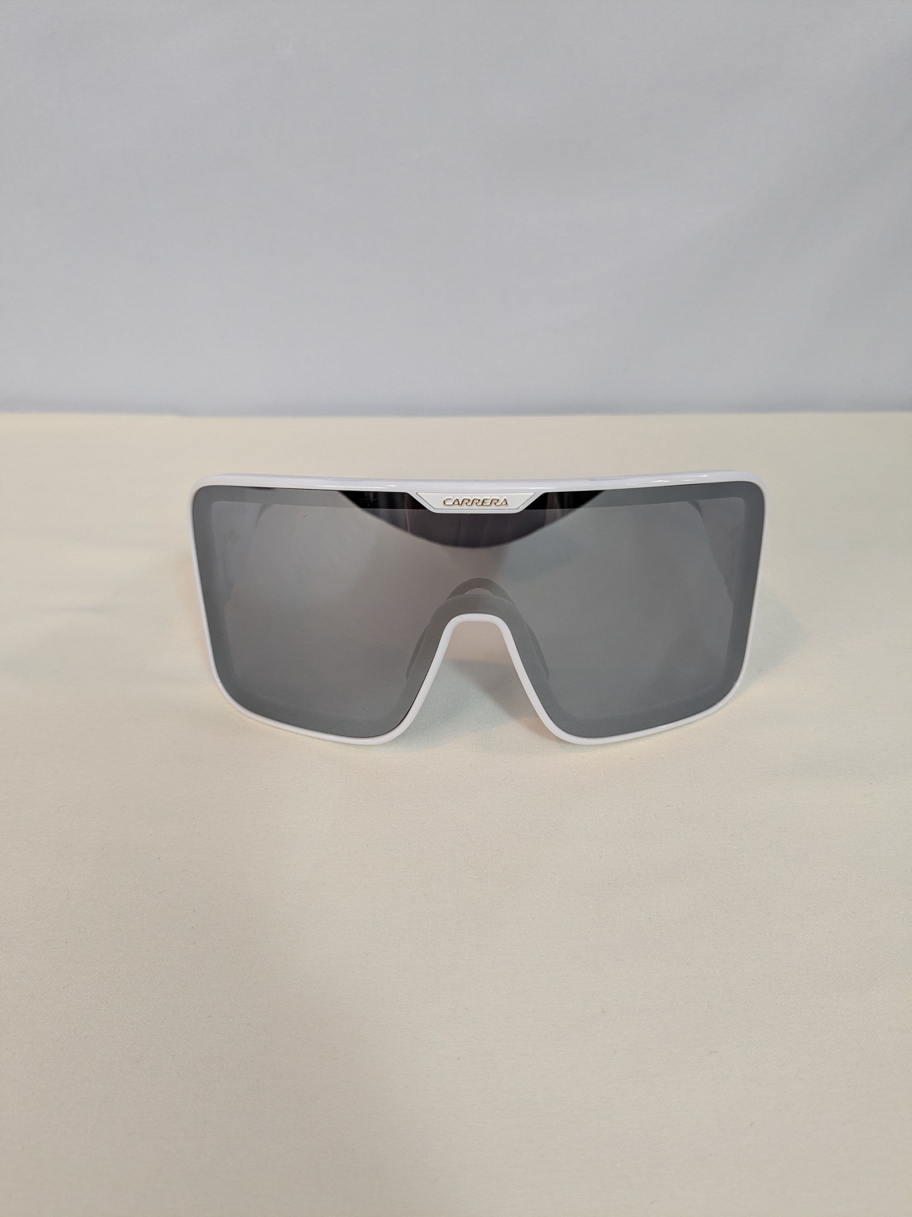Carrera White Shield Sunglasses with Gray Gradient Lenses (Flag Lab Edition)