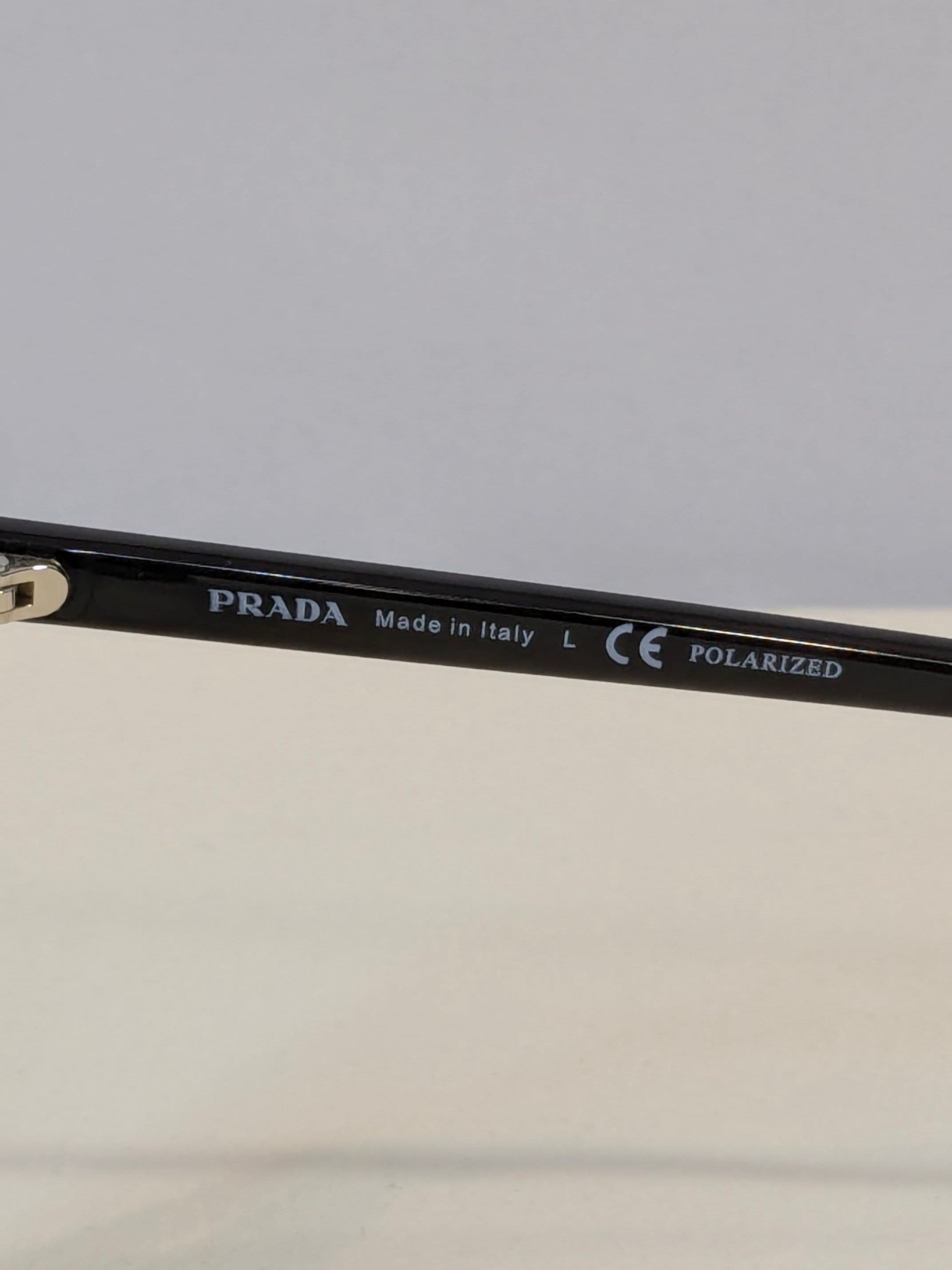 Prada Black Cat-Eye Sunglasses with Gray Polarized Lenses and Slim Logo Temples - Thumbnail 8