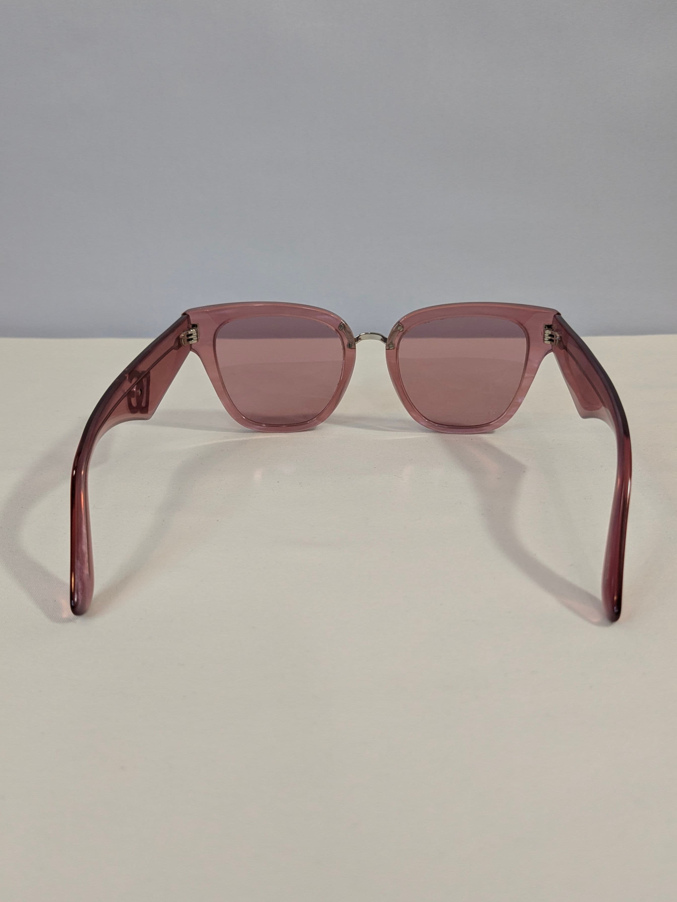 Dolce & Gabbana Transparent Pink Cat-Eye Sunglasses with Pink Tinted Lenses and Silver DG Logo Temples - Thumbnail 6
