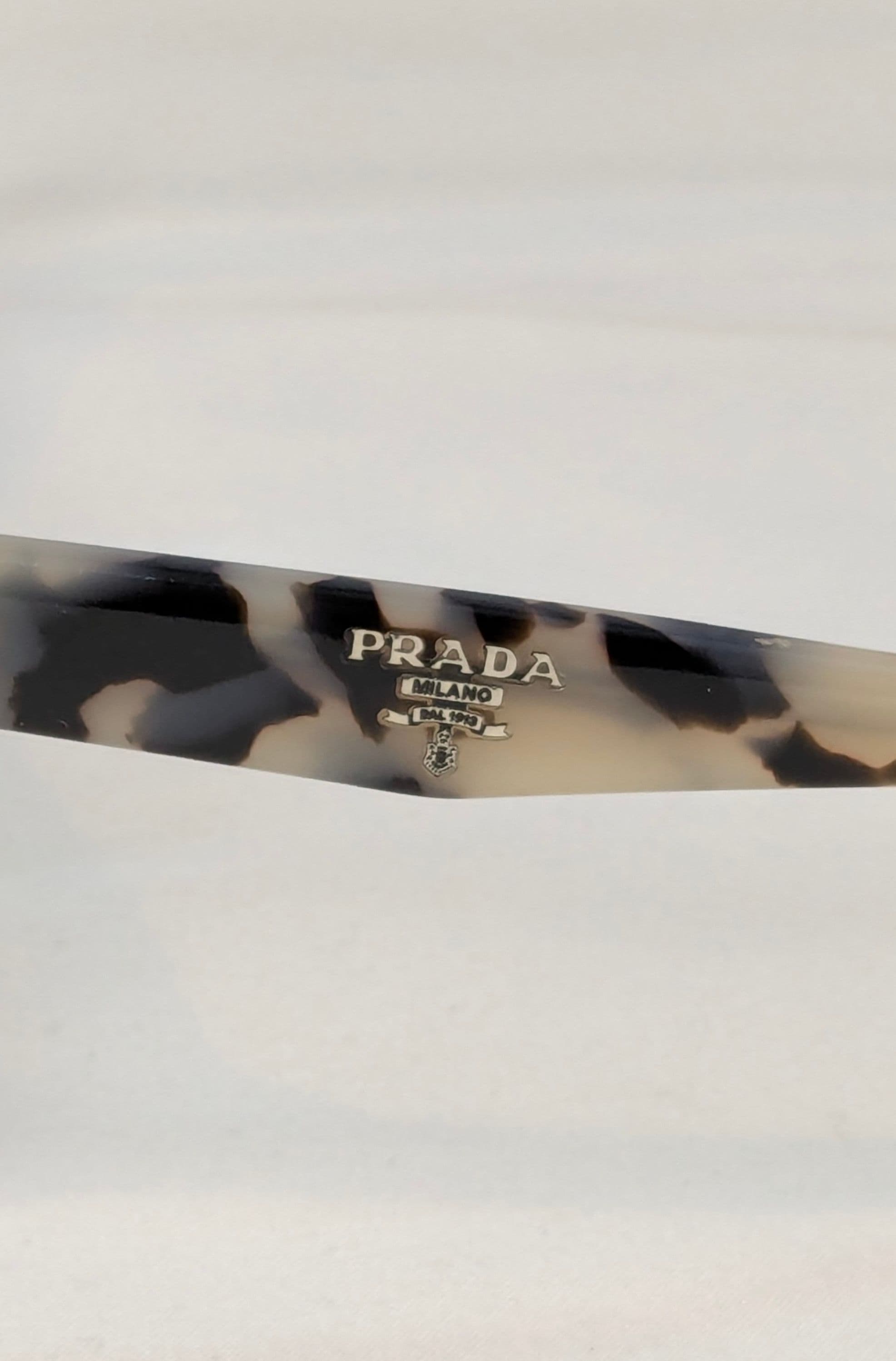Prada Black and Ivory Marble Cat-Eye Sunglasses with Gray Gradient Lenses - Thumbnail 6