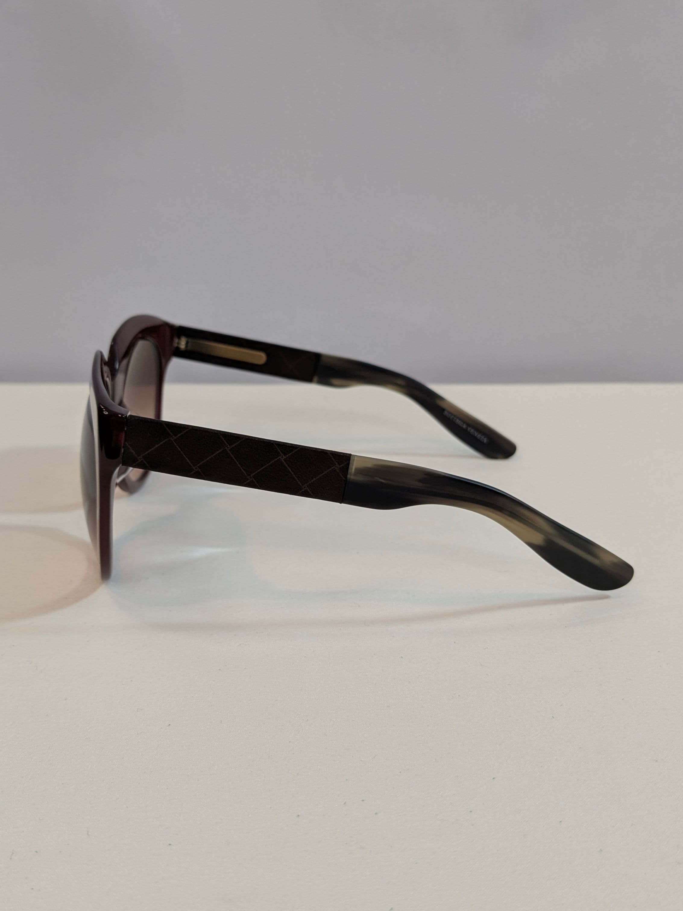 Bottega Veneta Burgundy Cat-Eye Butterfly Sunglasses with Brown Gradient Lenses and Intrecciato Temples - Thumbnail 4