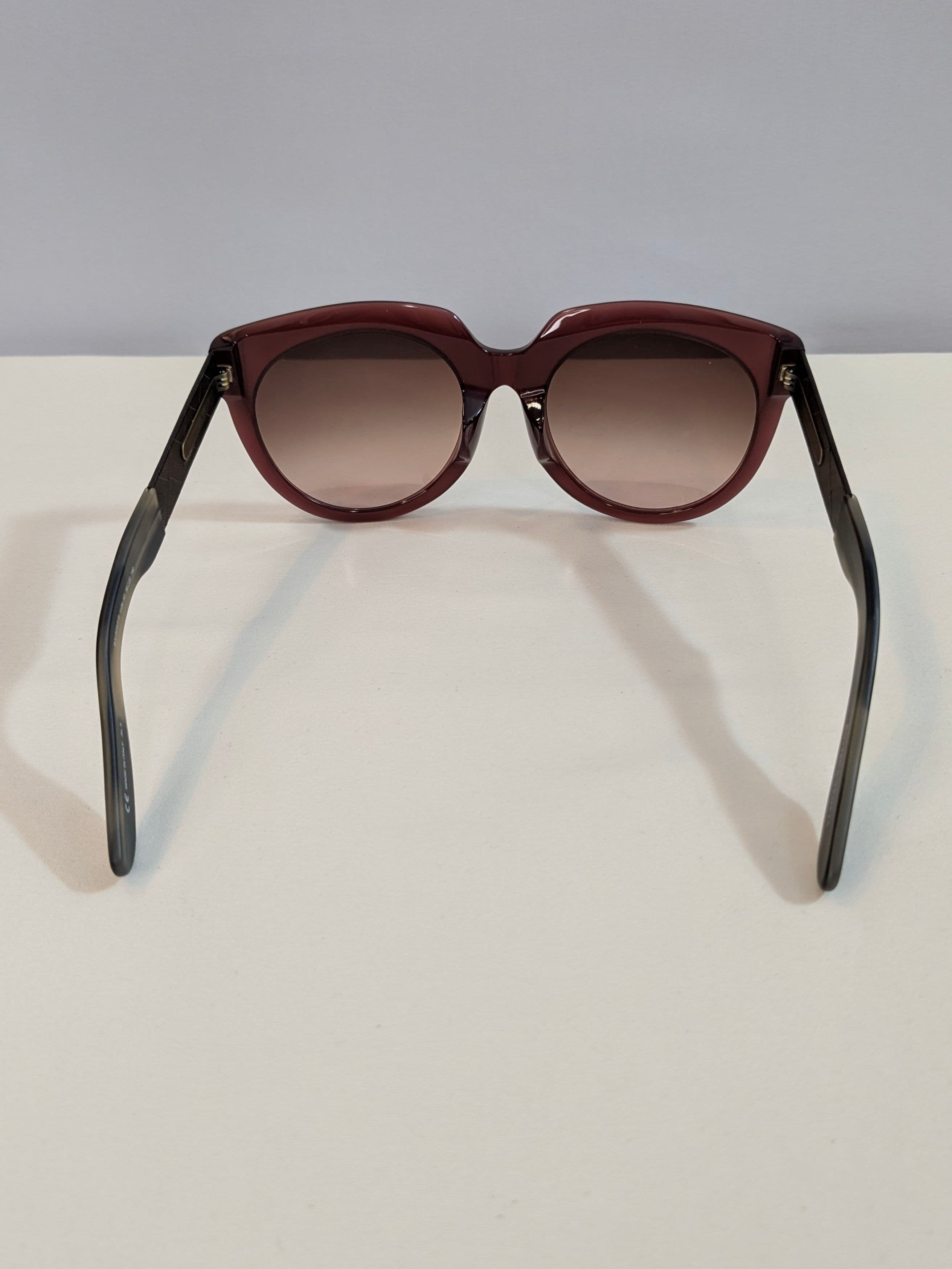 Bottega Veneta Burgundy Cat-Eye Butterfly Sunglasses with Brown Gradient Lenses and Intrecciato Temples - Thumbnail 7