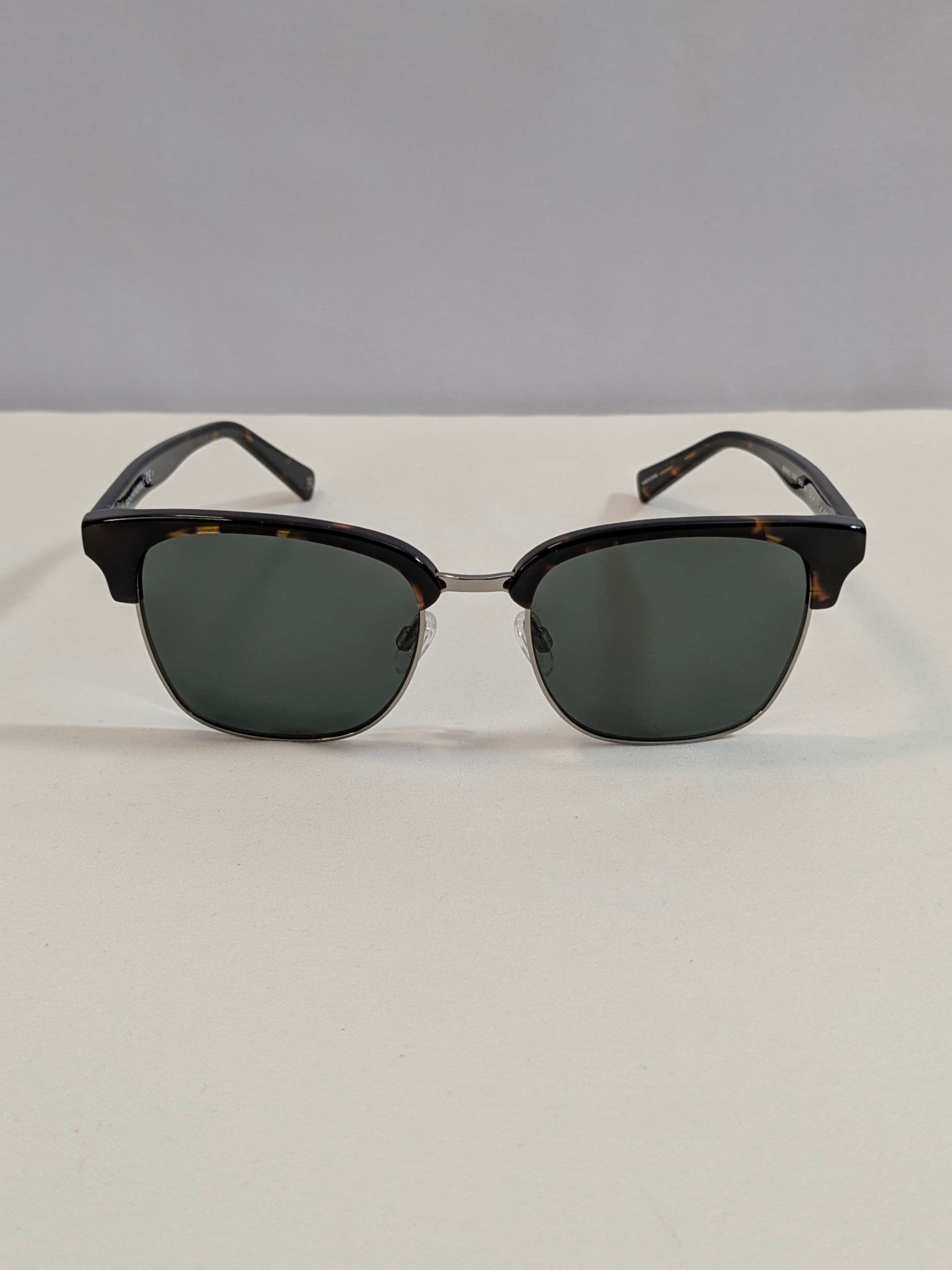 Banana Republic Tortoise Clubmaster Sunglasses with Solid Dark Green Lenses - Thumbnail 2