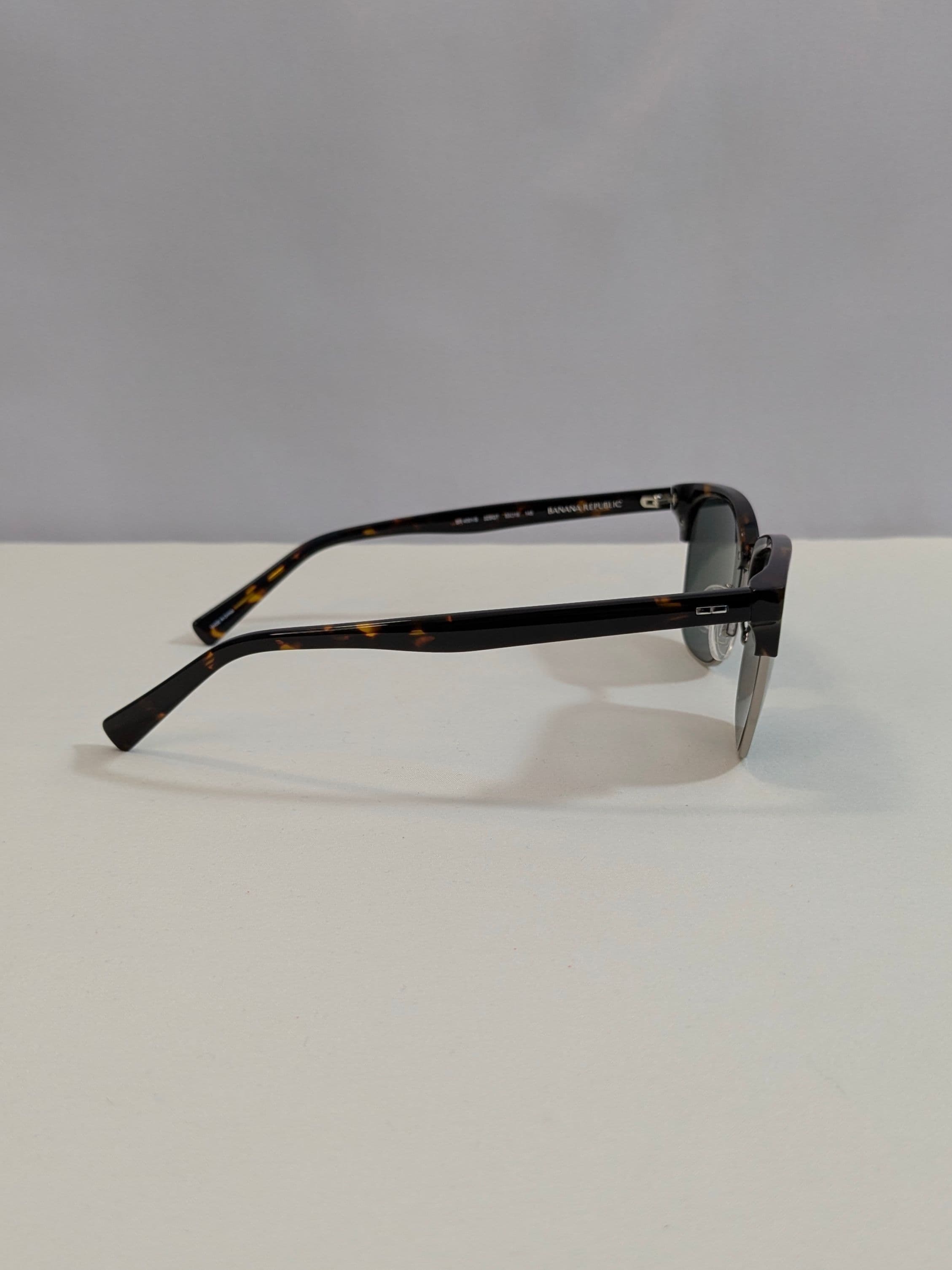 Banana Republic Tortoise Clubmaster Sunglasses with Solid Dark Green Lenses - Thumbnail 4