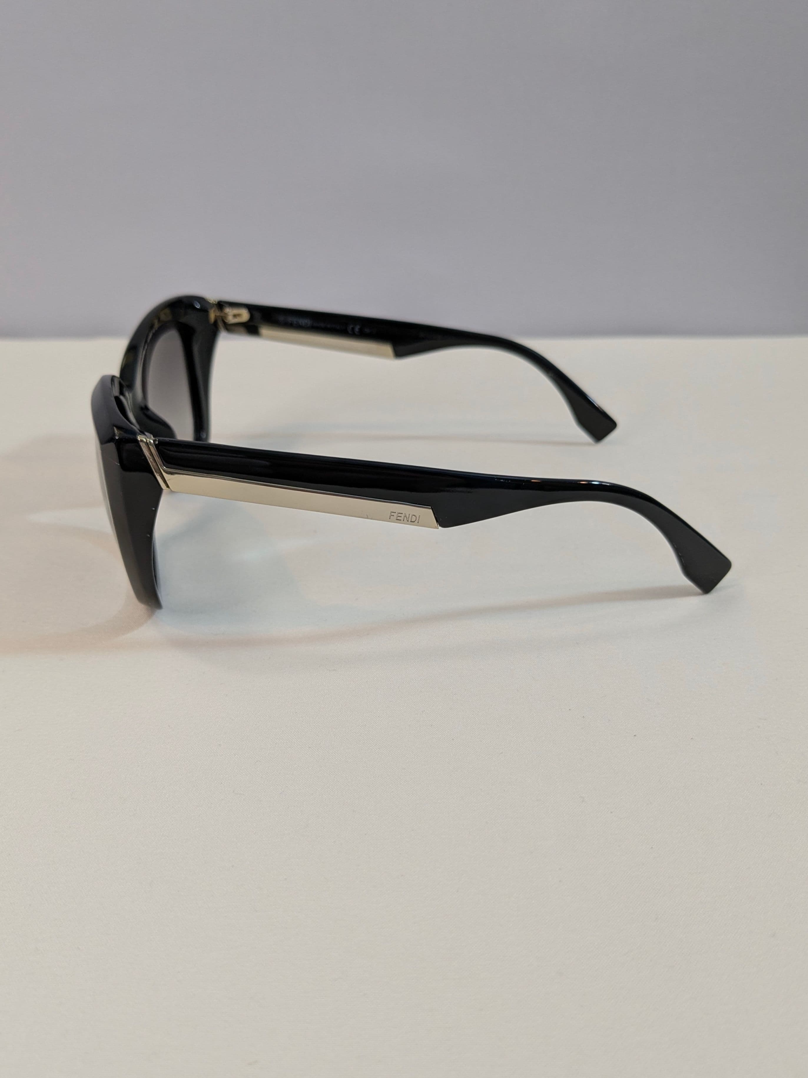 Fendi Black Cat-Eye Butterfly Sunglasses with Gray Gradient Lenses - Thumbnail 3