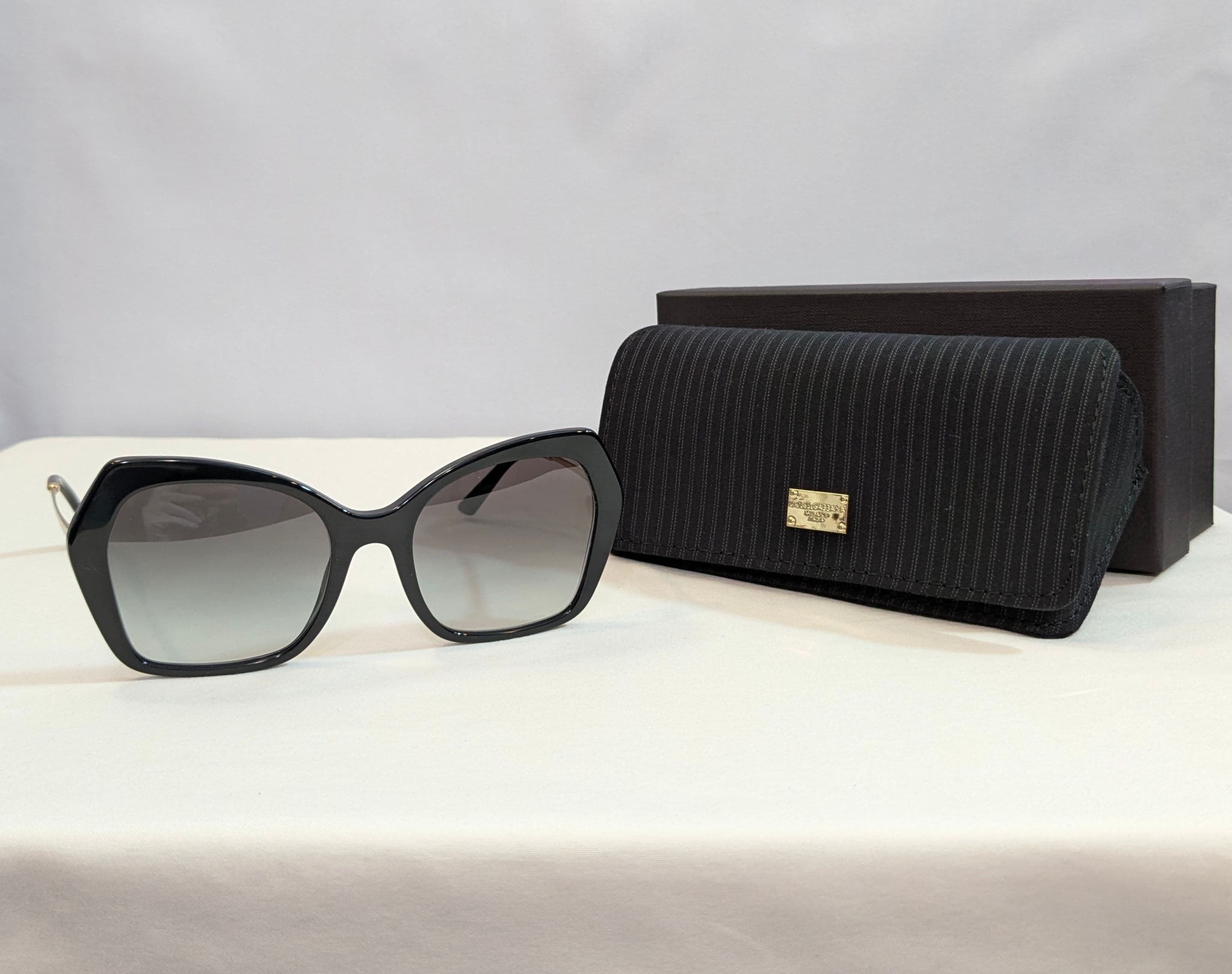 Dolce & Gabbana Oversized Black Geometric Sunglasses with Gray Gradient Lenses