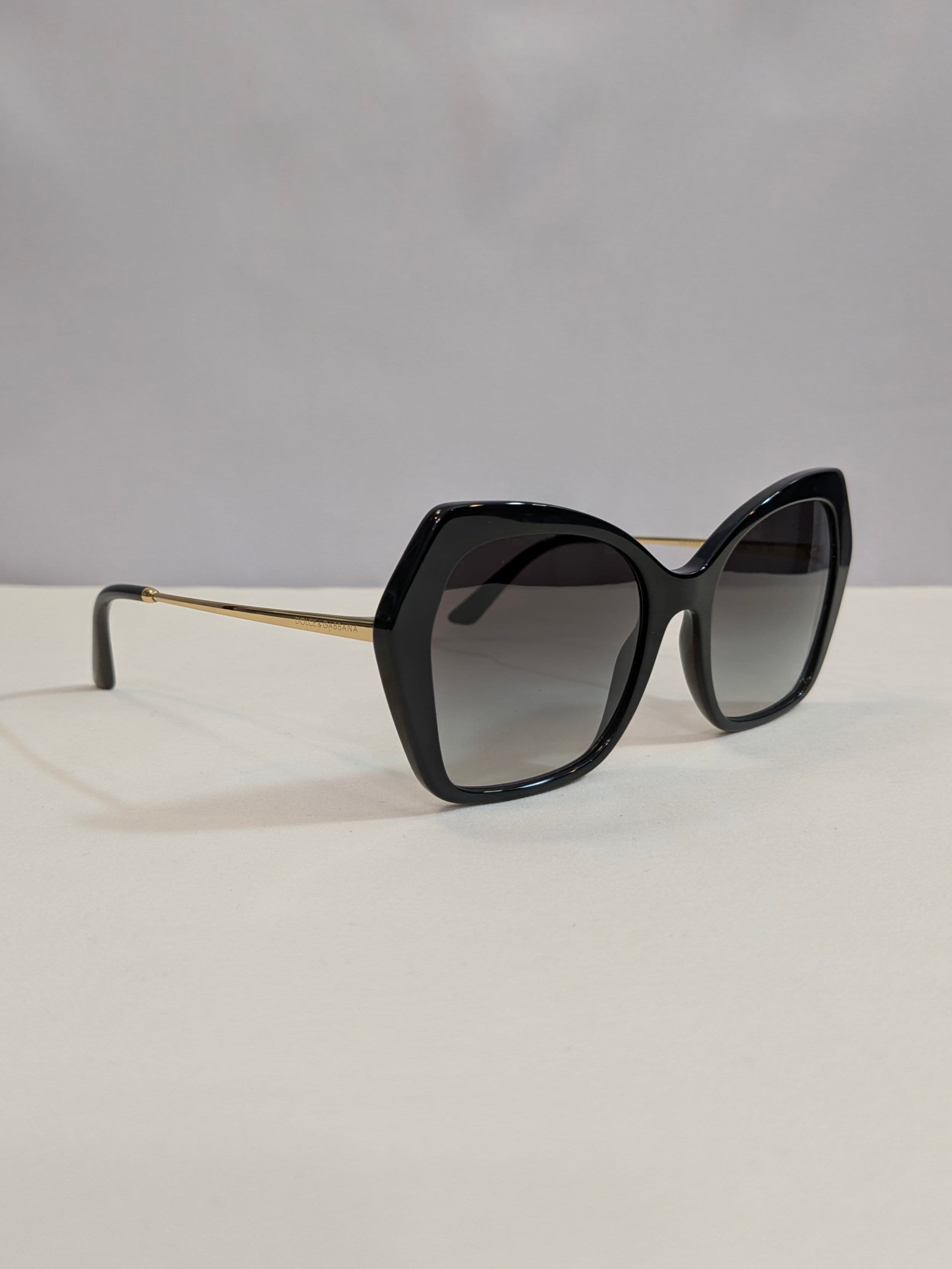 Dolce & Gabbana Oversized Black Geometric Sunglasses with Gray Gradient Lenses - Thumbnail 3