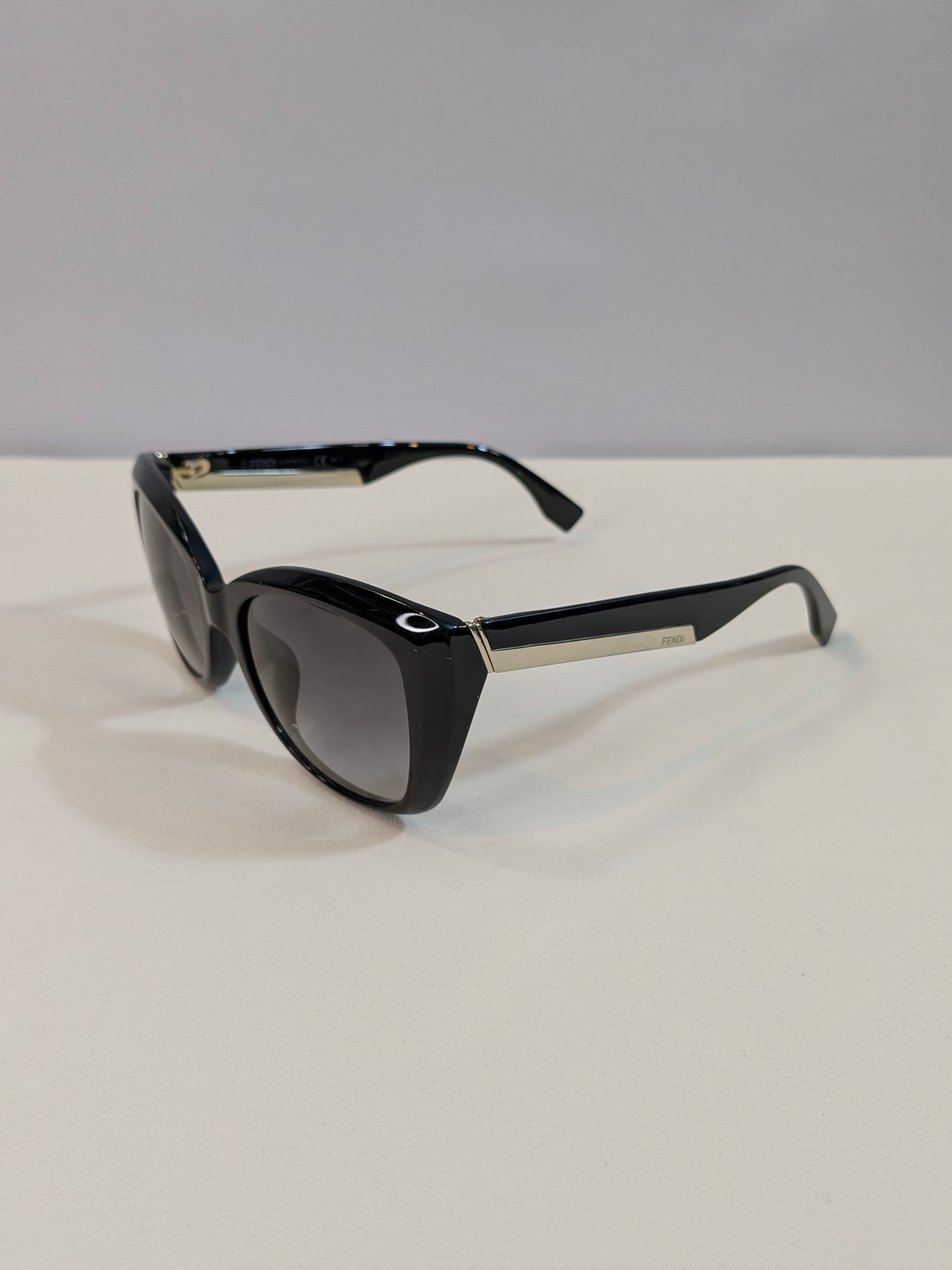 Fendi Black Cat-Eye Butterfly Sunglasses with Gray Gradient Lenses - Thumbnail 5