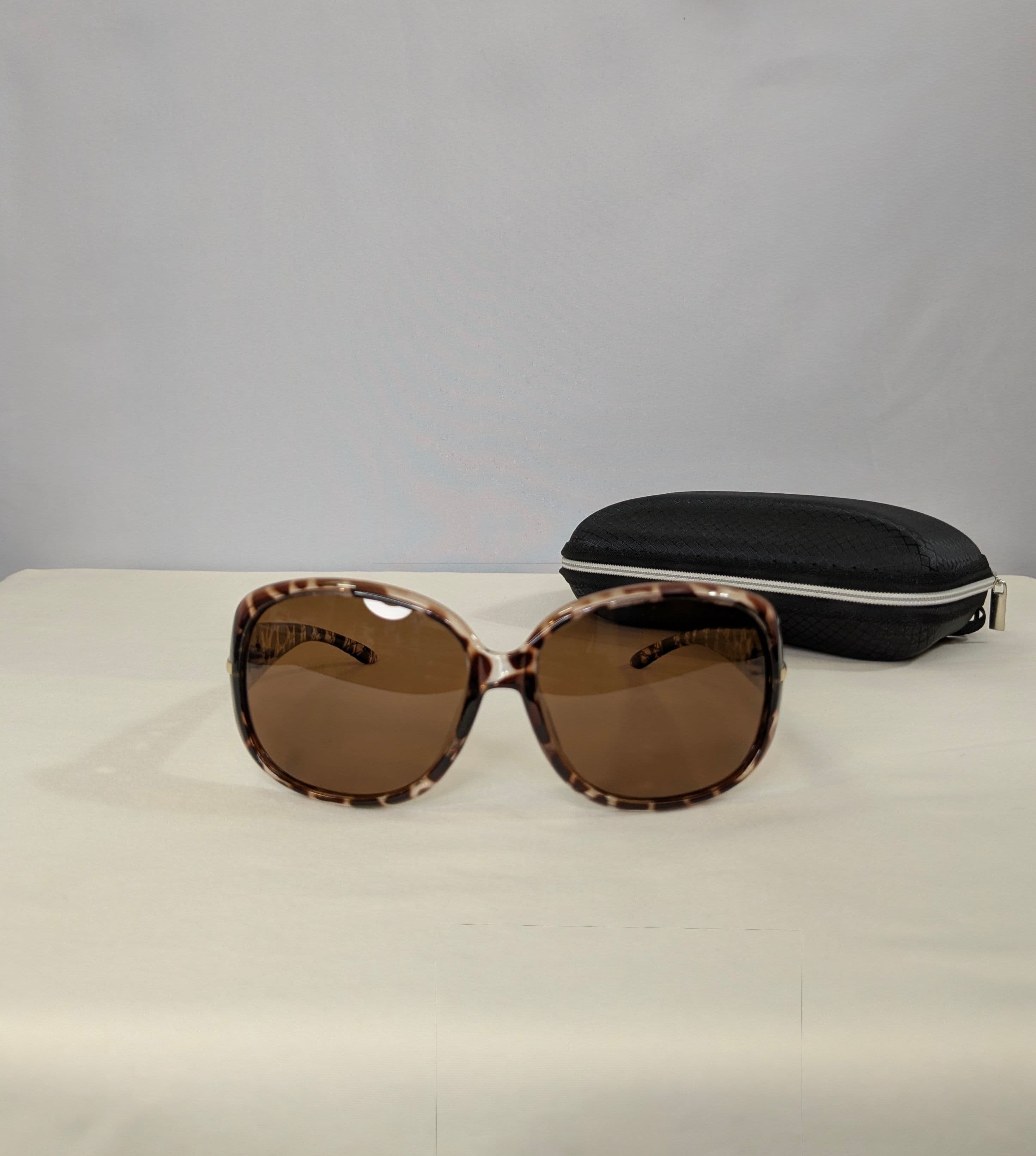 Brown Tortoise Oversized Square Fashion Sunglasses with Jeweled Accent