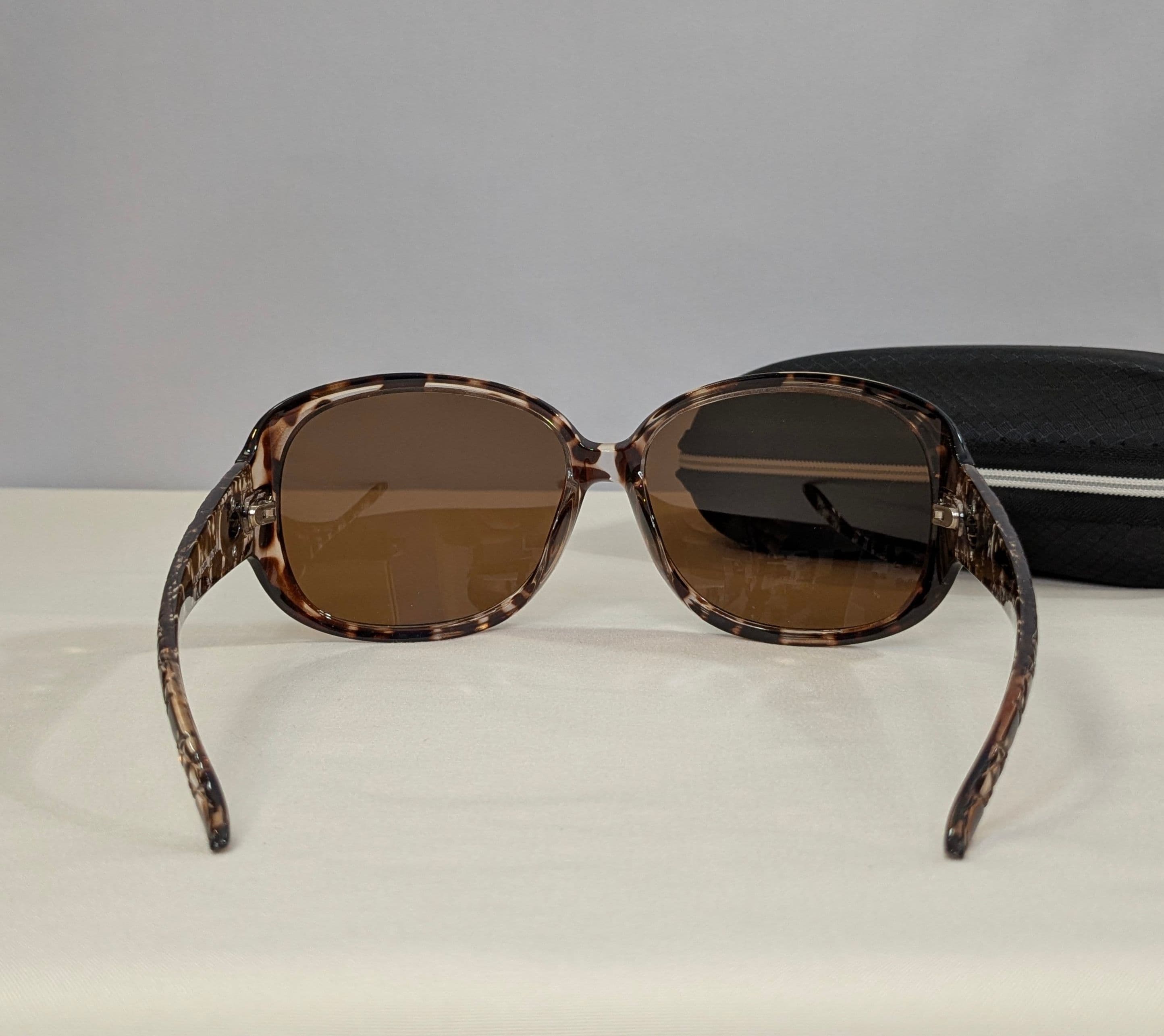 Brown Tortoise Oversized Square Fashion Sunglasses with Jeweled Accent - Thumbnail 5