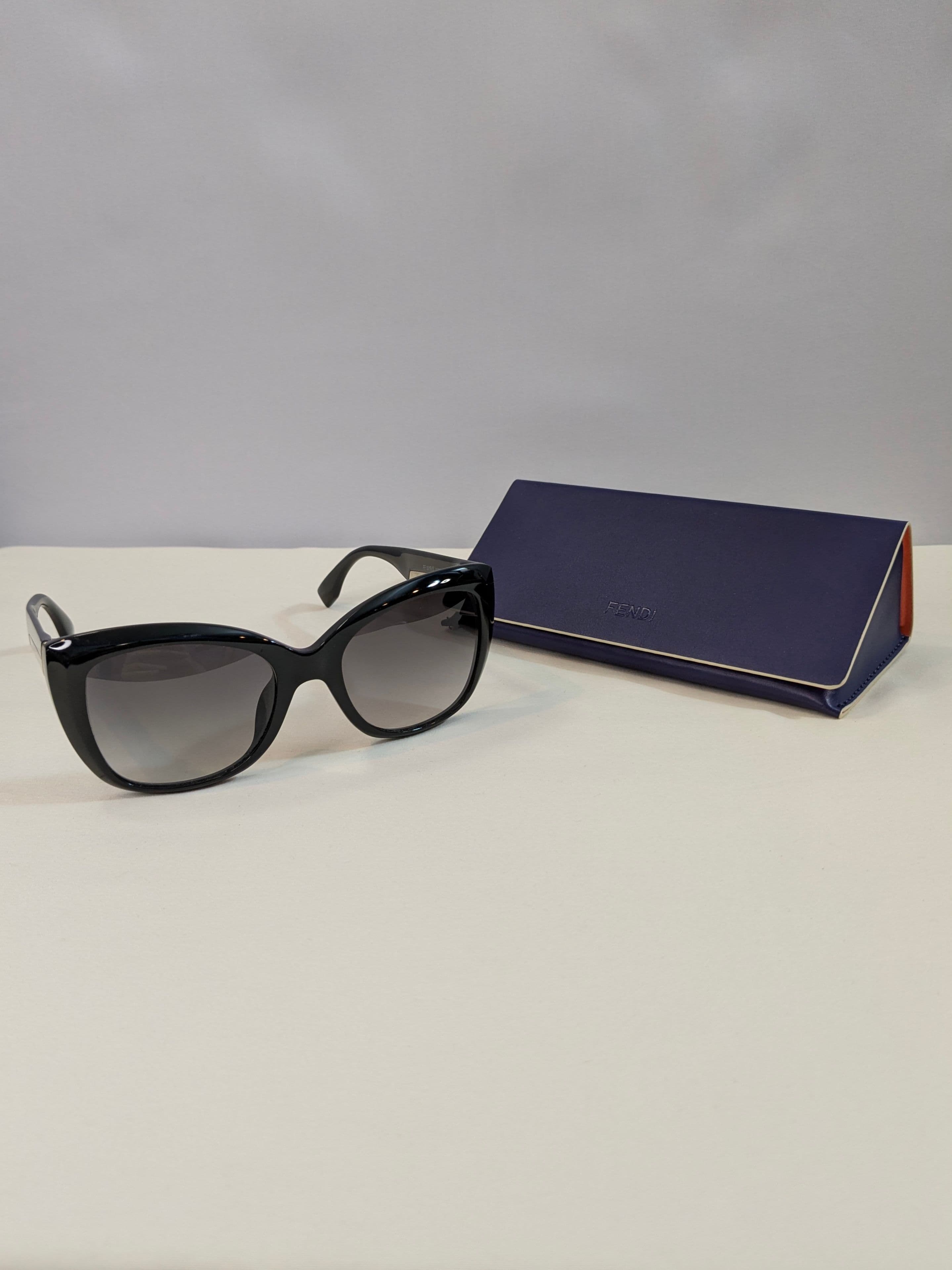 Fendi Black Cat-Eye Butterfly Sunglasses with Gray Gradient Lenses