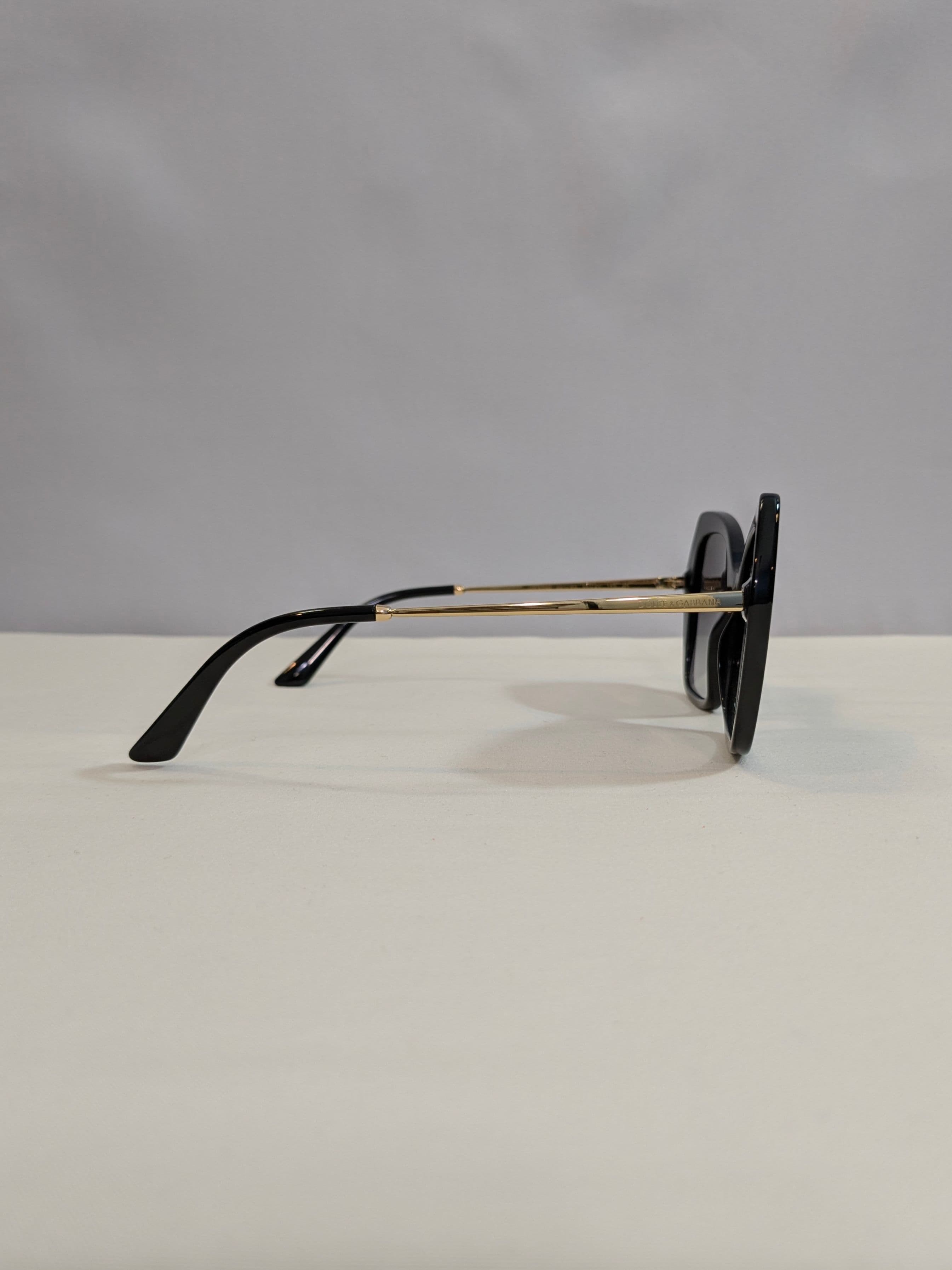 Dolce & Gabbana Oversized Black Geometric Sunglasses with Gray Gradient Lenses - Thumbnail 4