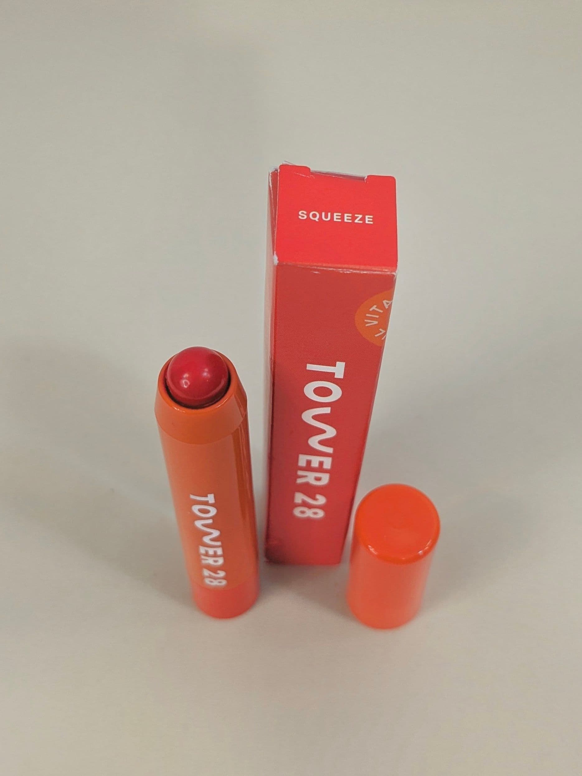 Tower 28 JuiceBalm Tinted Lip Balm with Vitamin E — Squeeze (Juicy Coral)