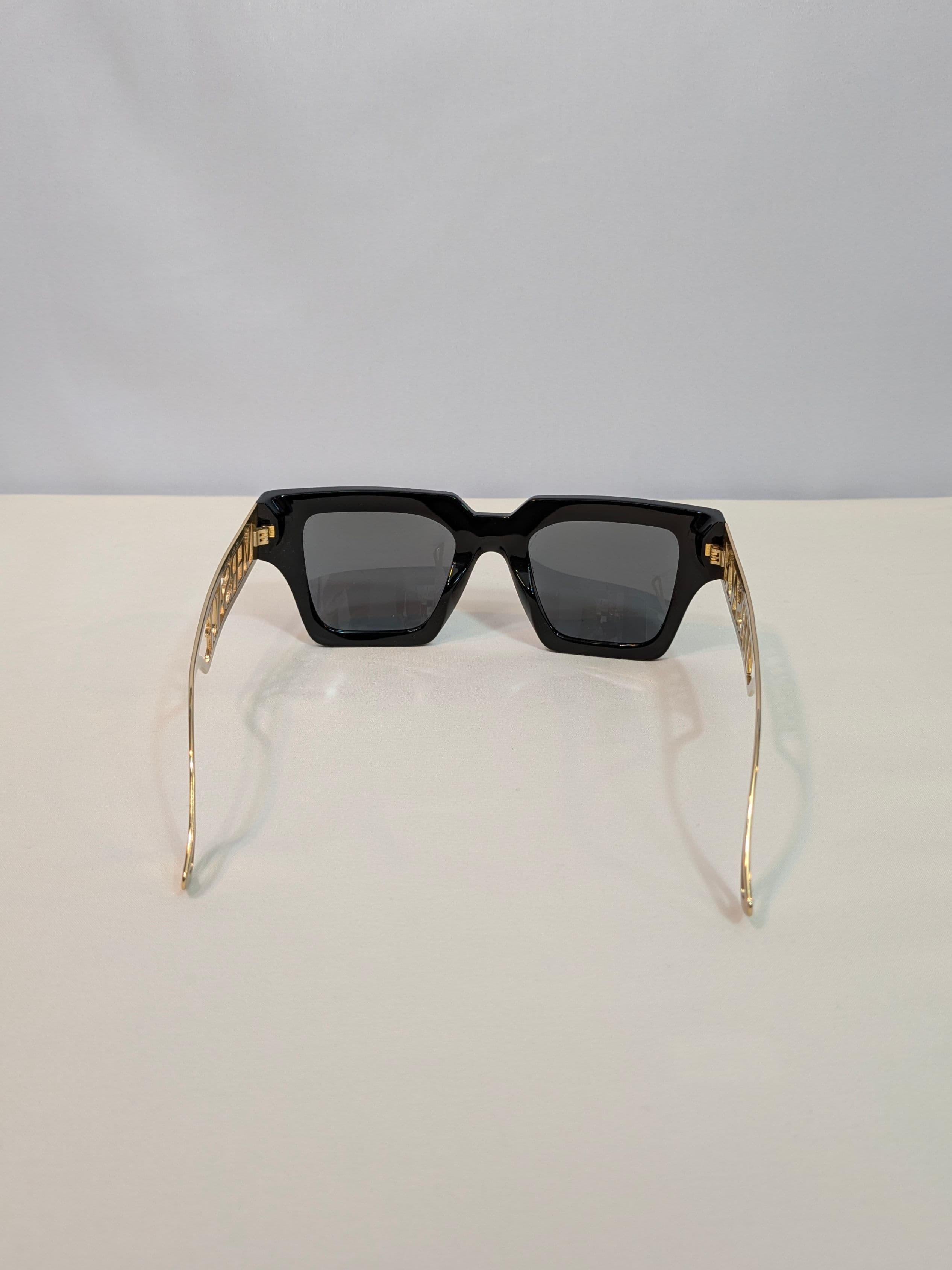 Versace Oversized Square Black & Gold Logo Statement Sunglasses - Thumbnail 5