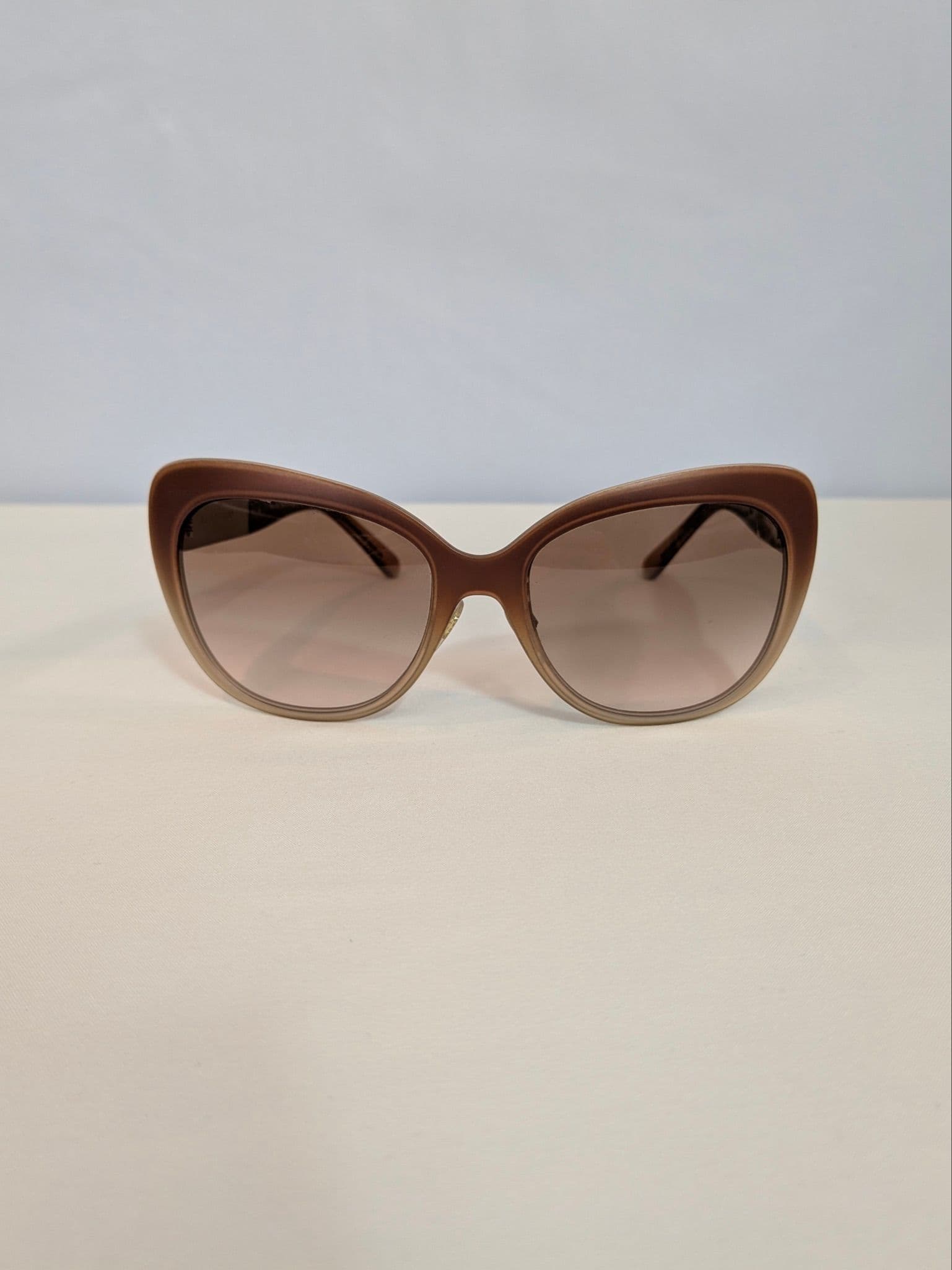 Burberry Beige Taupe Cat Eye Sunglasses with Brown Gradient Lenses