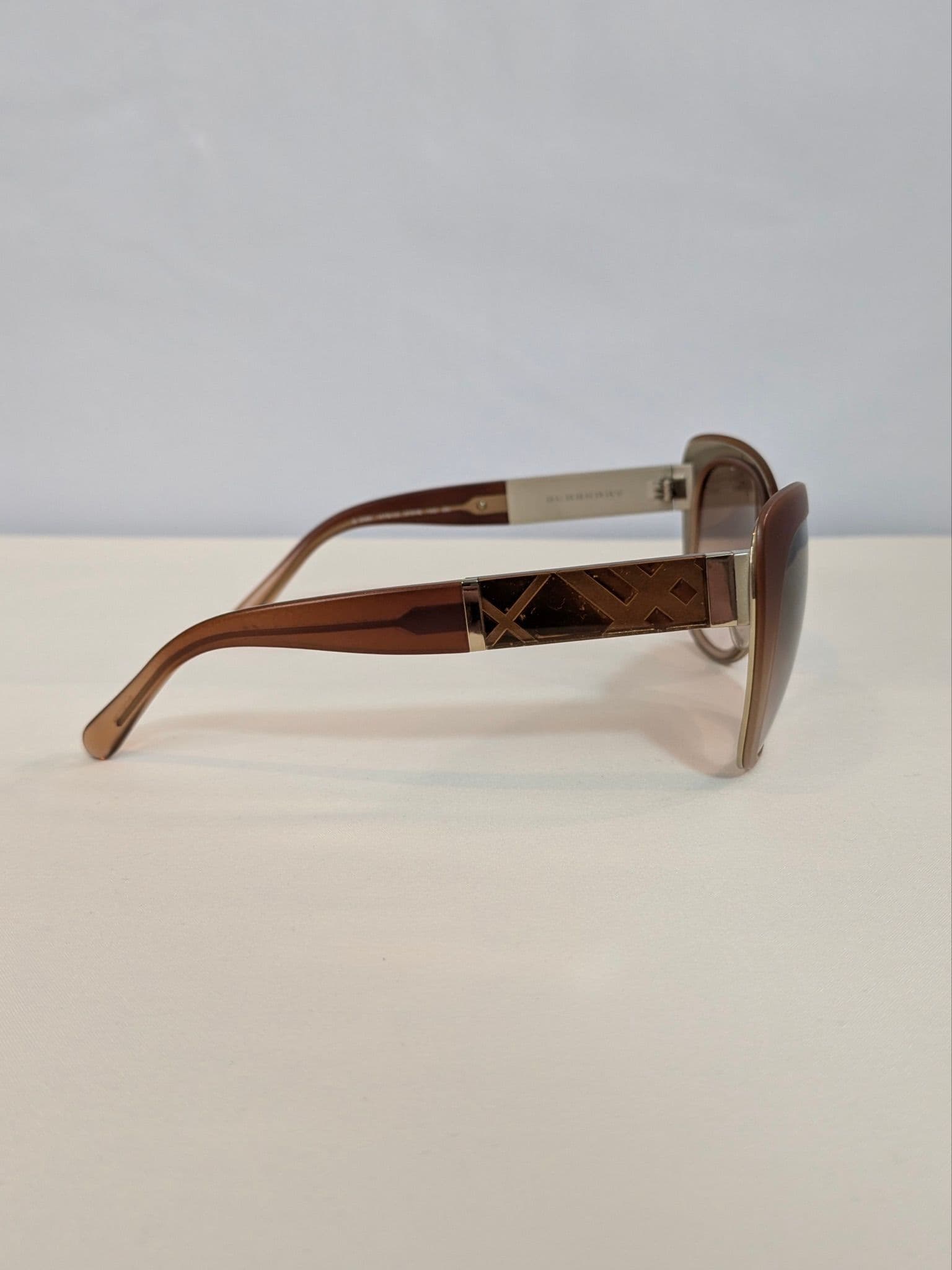 Burberry Beige Taupe Cat Eye Sunglasses with Brown Gradient Lenses - Thumbnail 3