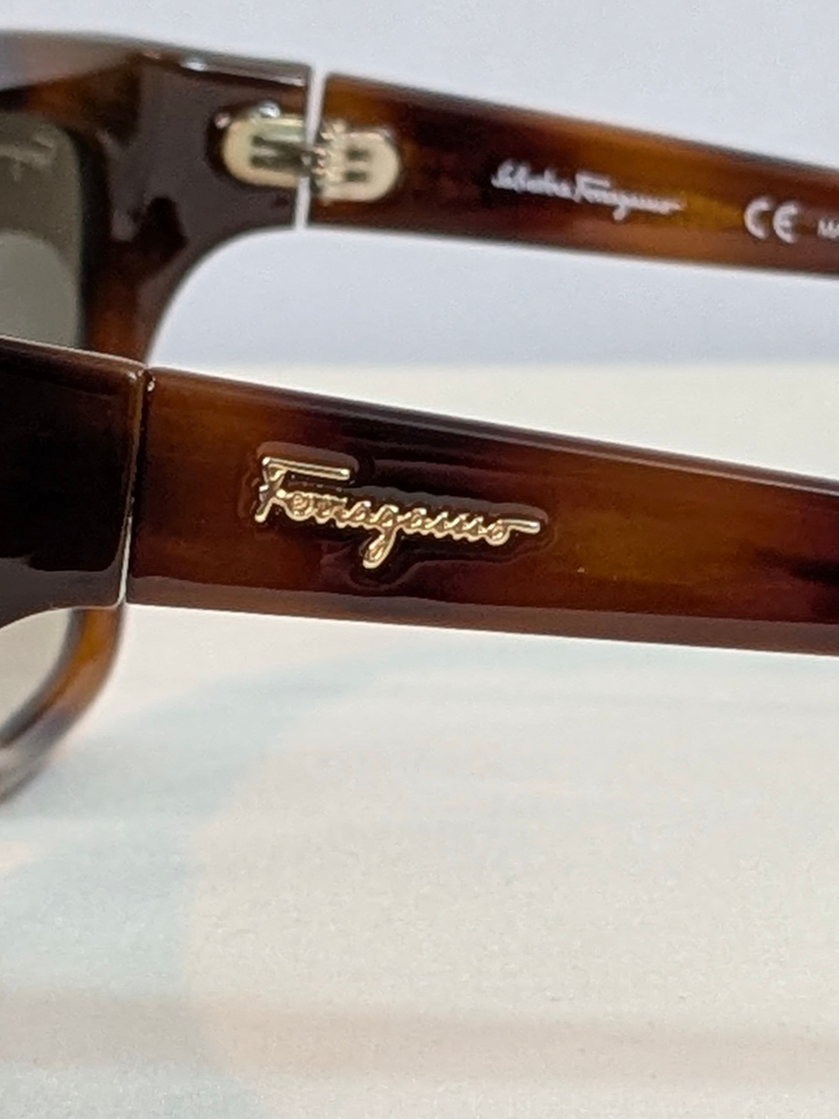 Salvatore Ferragamo Brown Tortoiseshell Square Sunglasses - Thumbnail 4