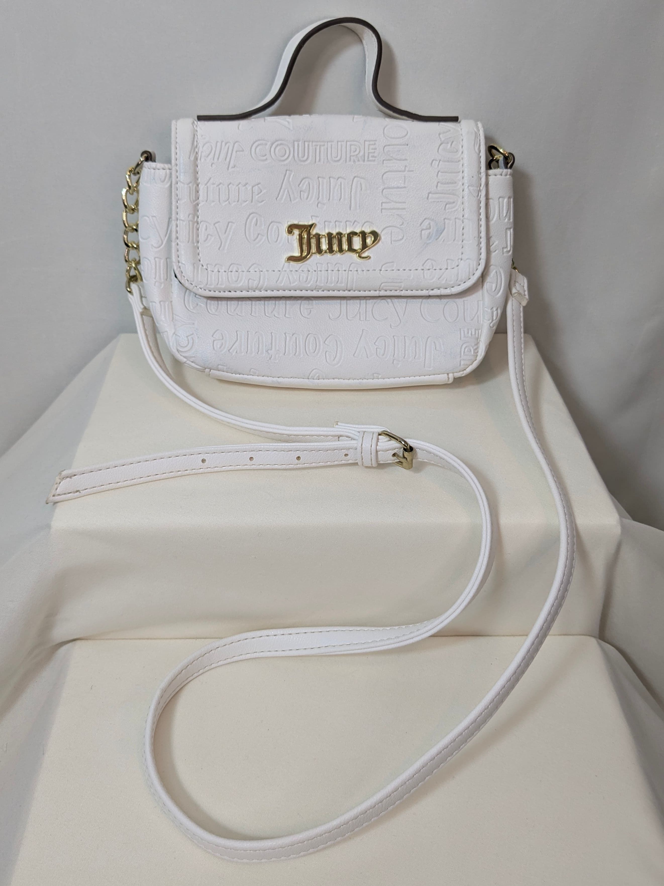 Juicy Couture White Embossed Logo Mini Y2K Top-Handle Crossbody
