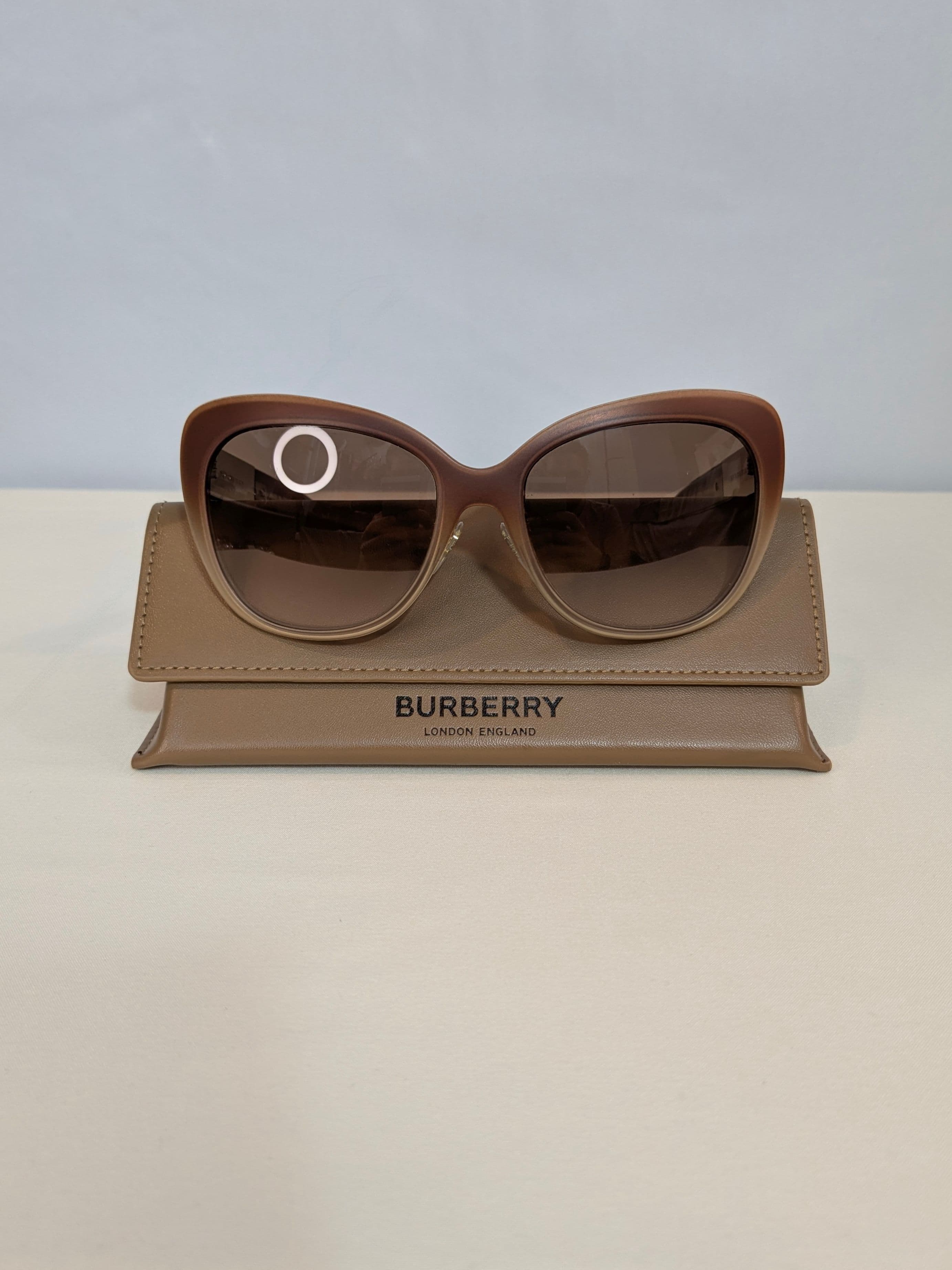 Burberry Beige Taupe Cat Eye Sunglasses with Brown Gradient Lenses - Thumbnail 8