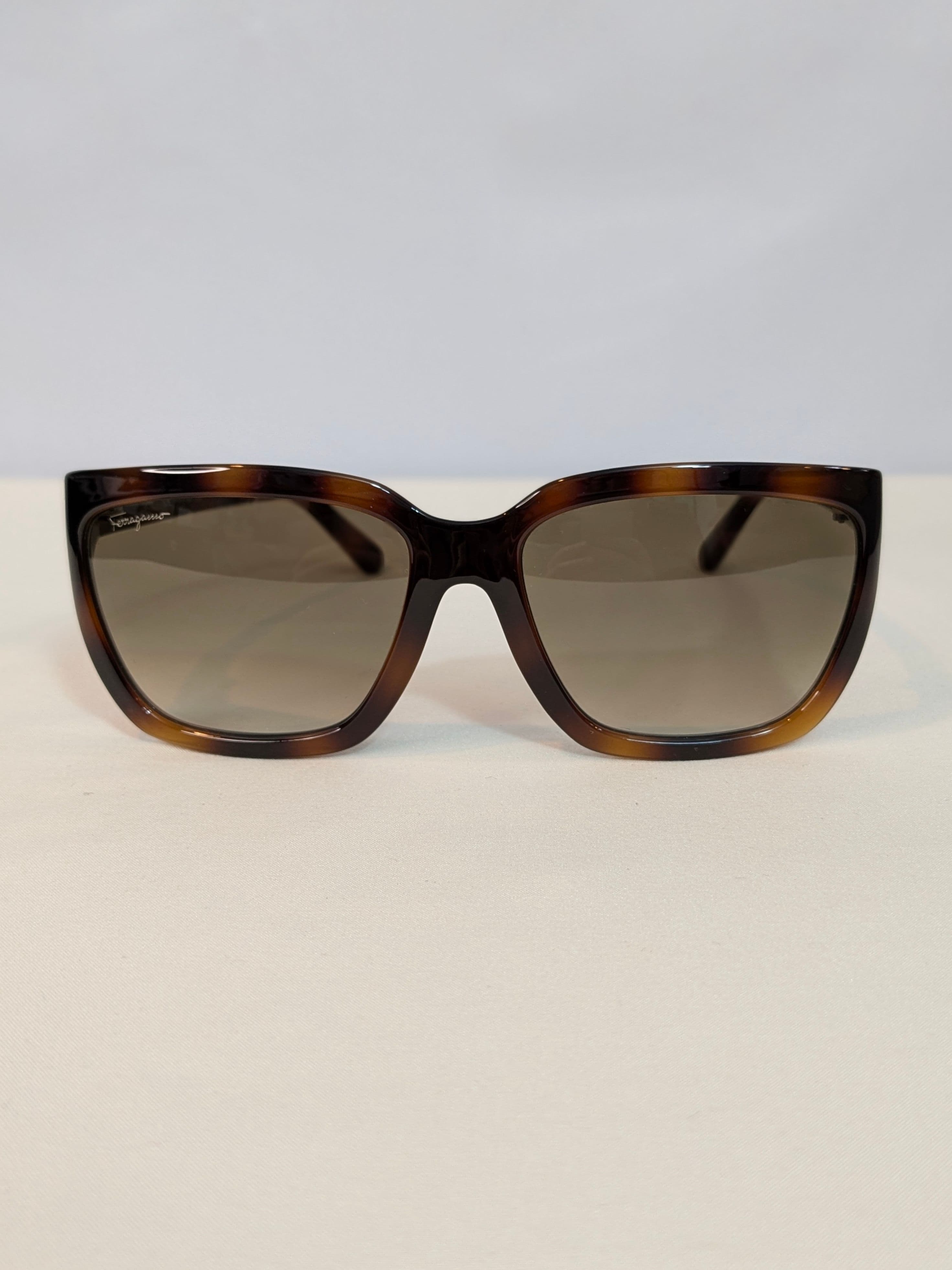 Salvatore Ferragamo Brown Tortoiseshell Square Sunglasses