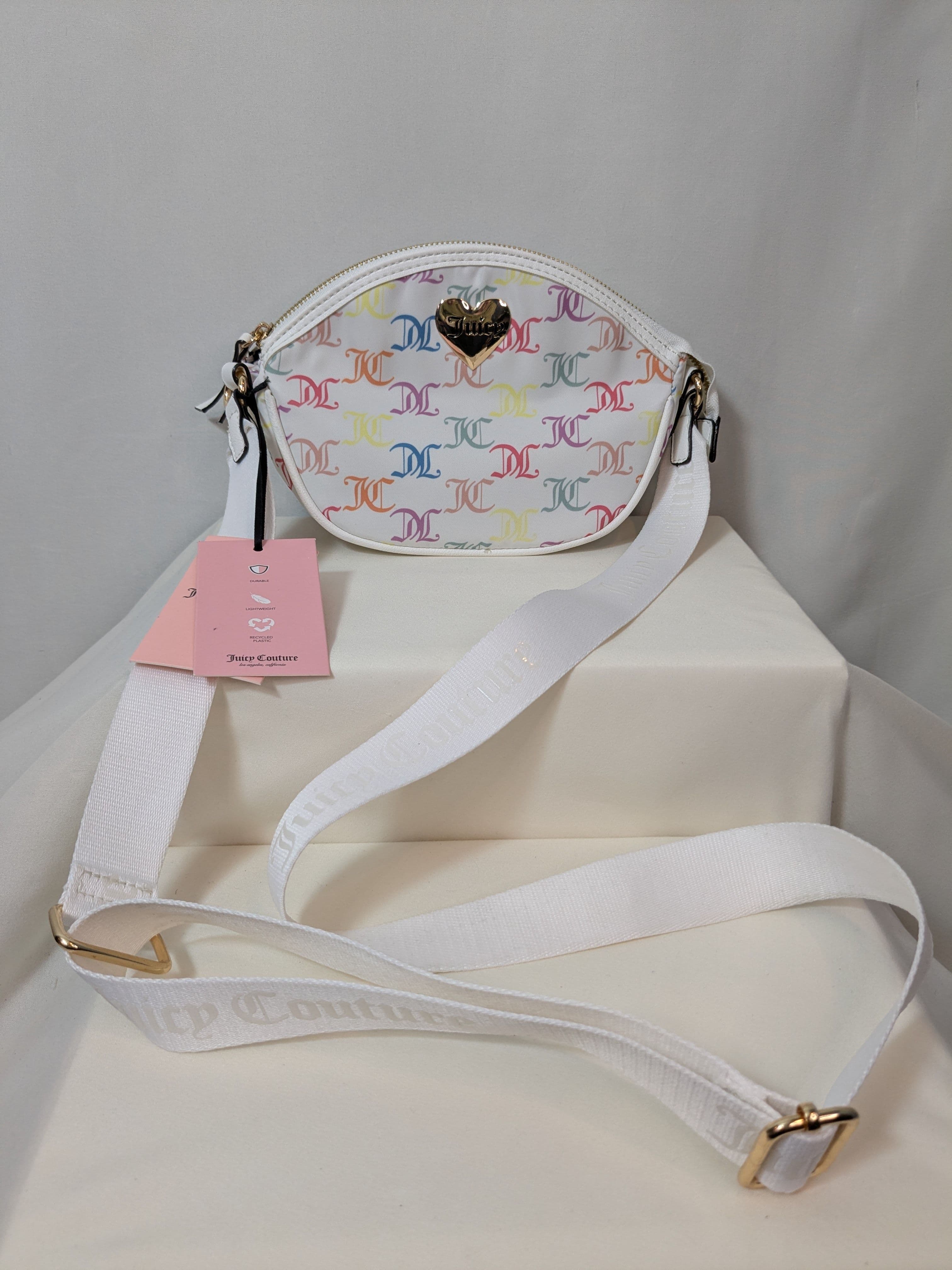 Juicy Couture Rainbow Monogram Mini Crossbody Bag — White Logo Print — NWT