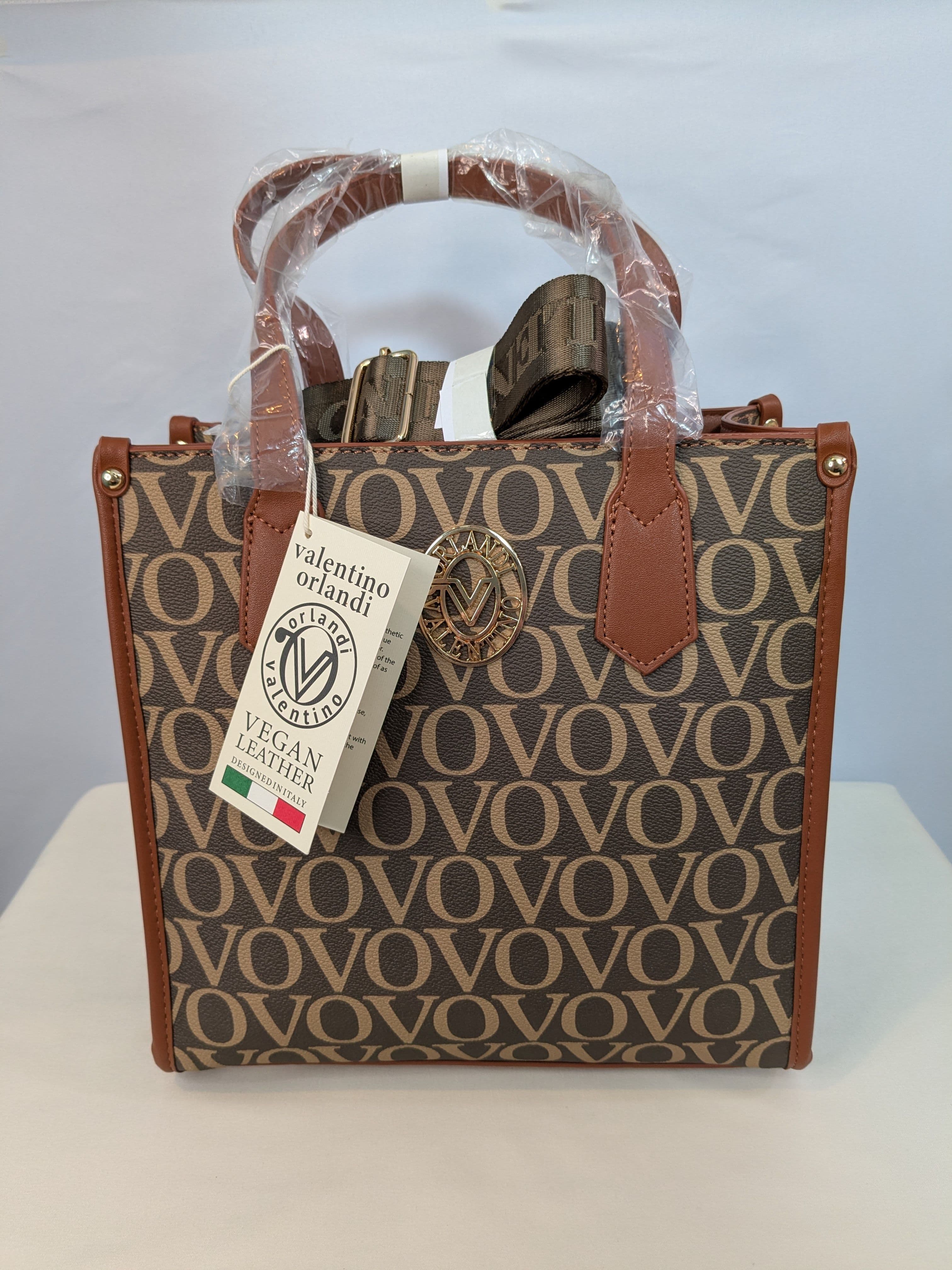 NWT Valentino Monogrammed Brown And Tan Tote