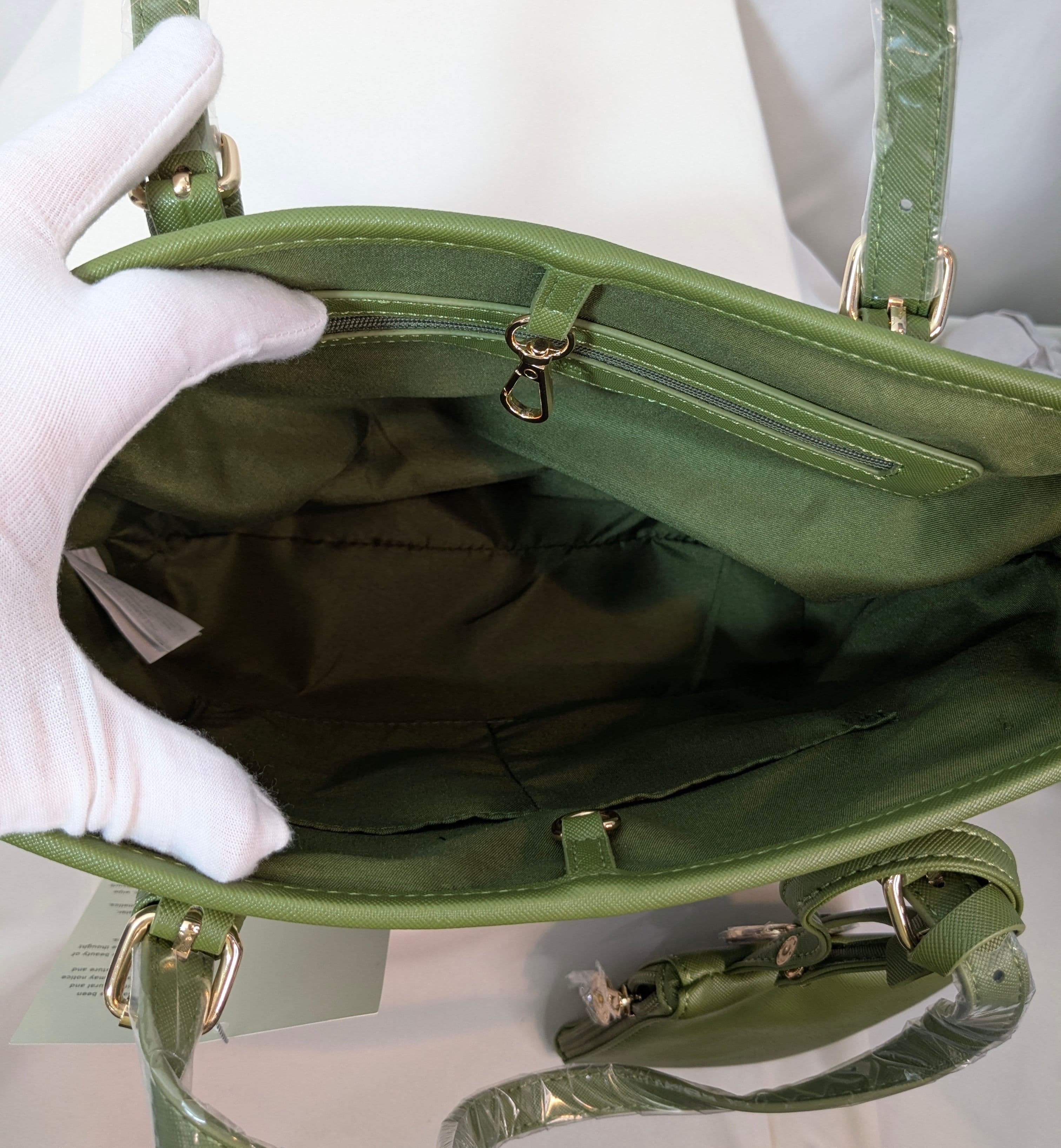 Valentino Orlandi Forest Green Structured Tote with Matching Pouch — NWT - Thumbnail 3