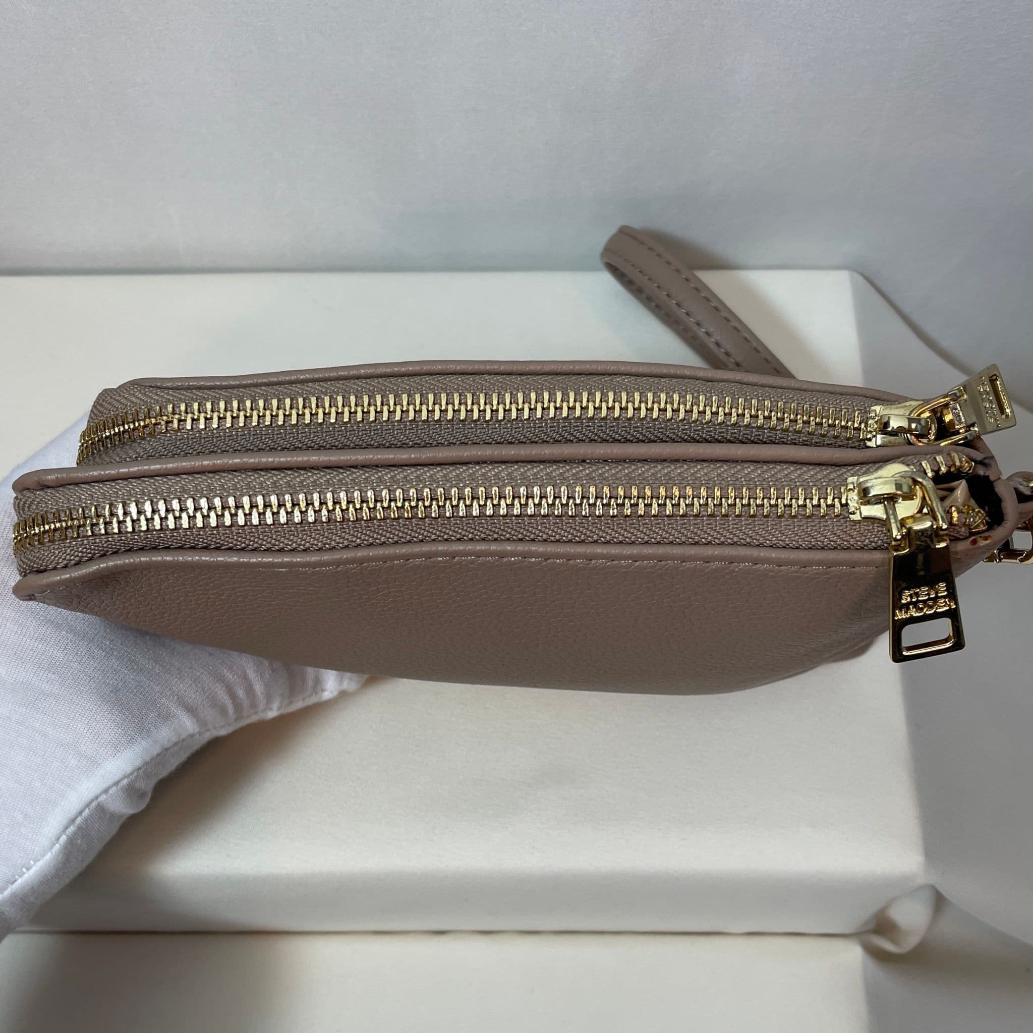 Steve Madden Taupe Double-Zip Wristlet - Thumbnail 5