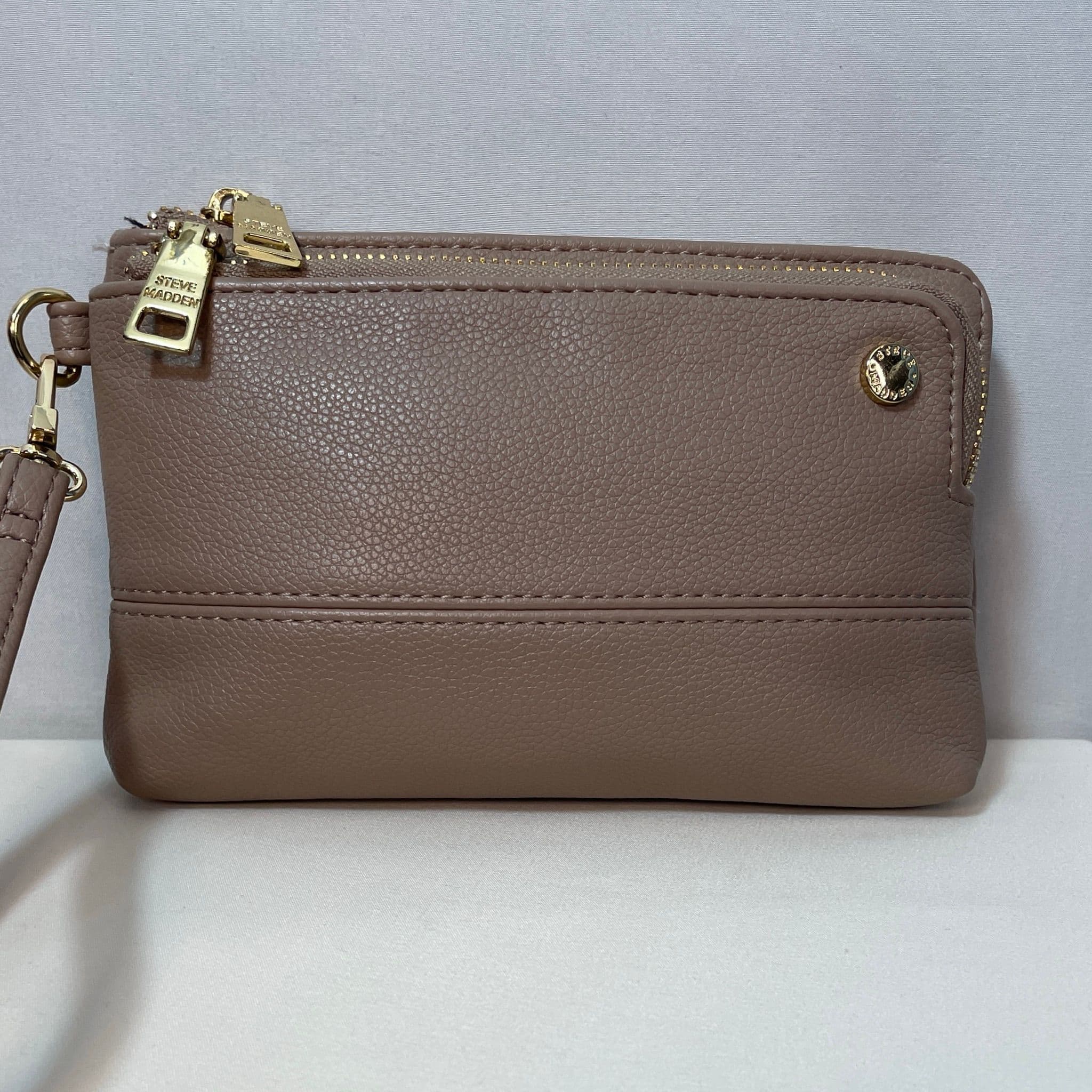 Steve Madden Taupe Double-Zip Wristlet - Thumbnail 3