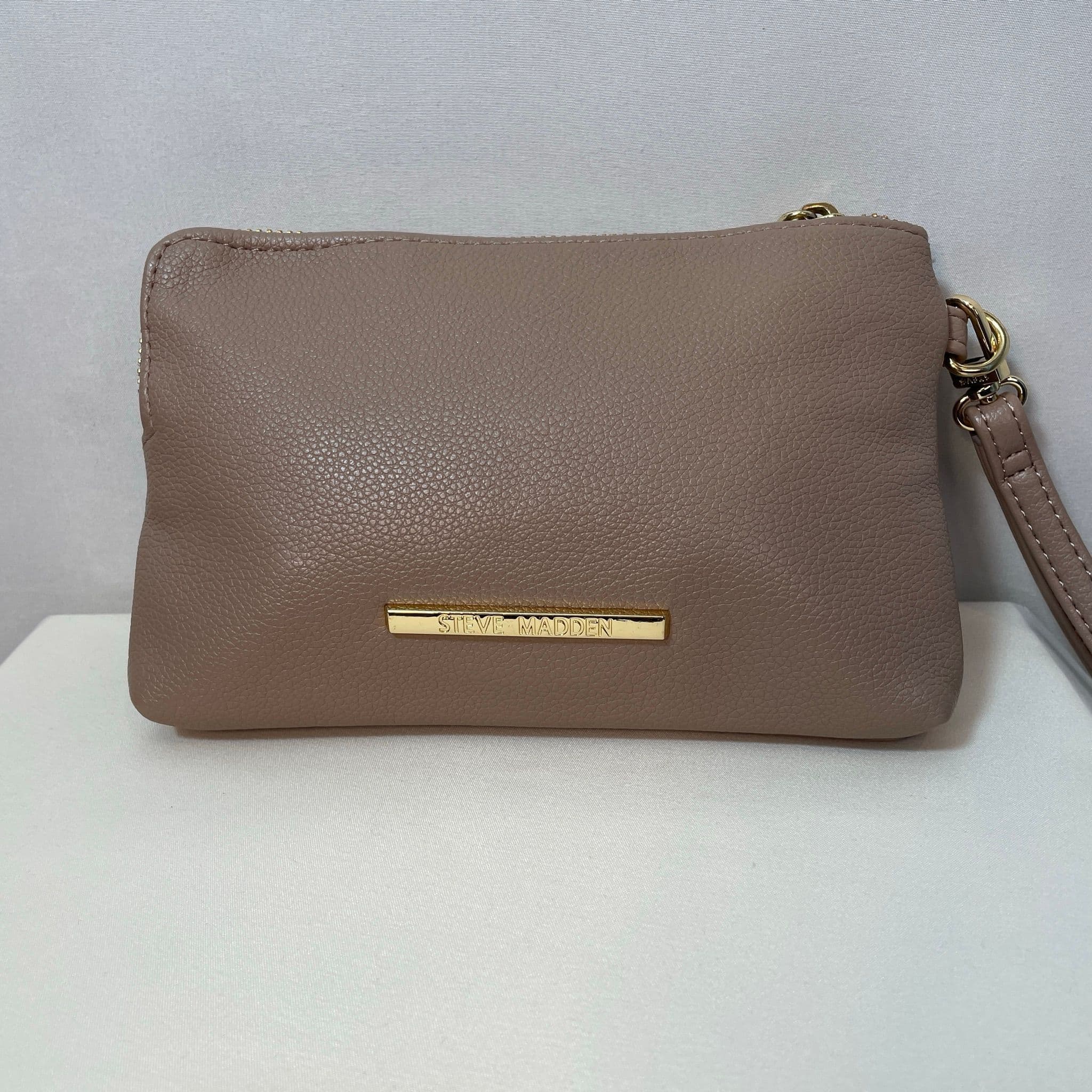 Steve Madden Taupe Double-Zip Wristlet