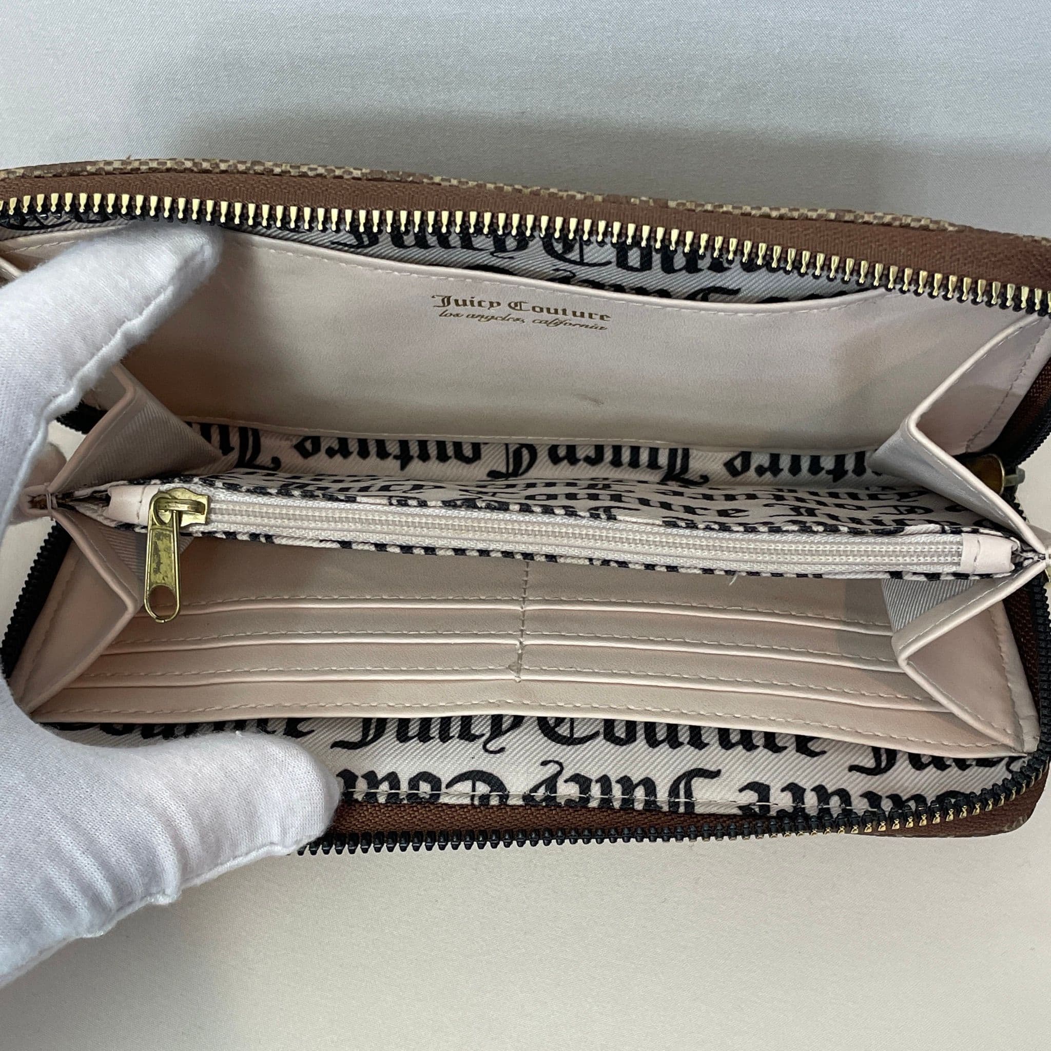 Juicy Couture Brown Monogram Zip-Around Wallet with Crown Charm & Front Zip Pocket UI I - Thumbnail 3