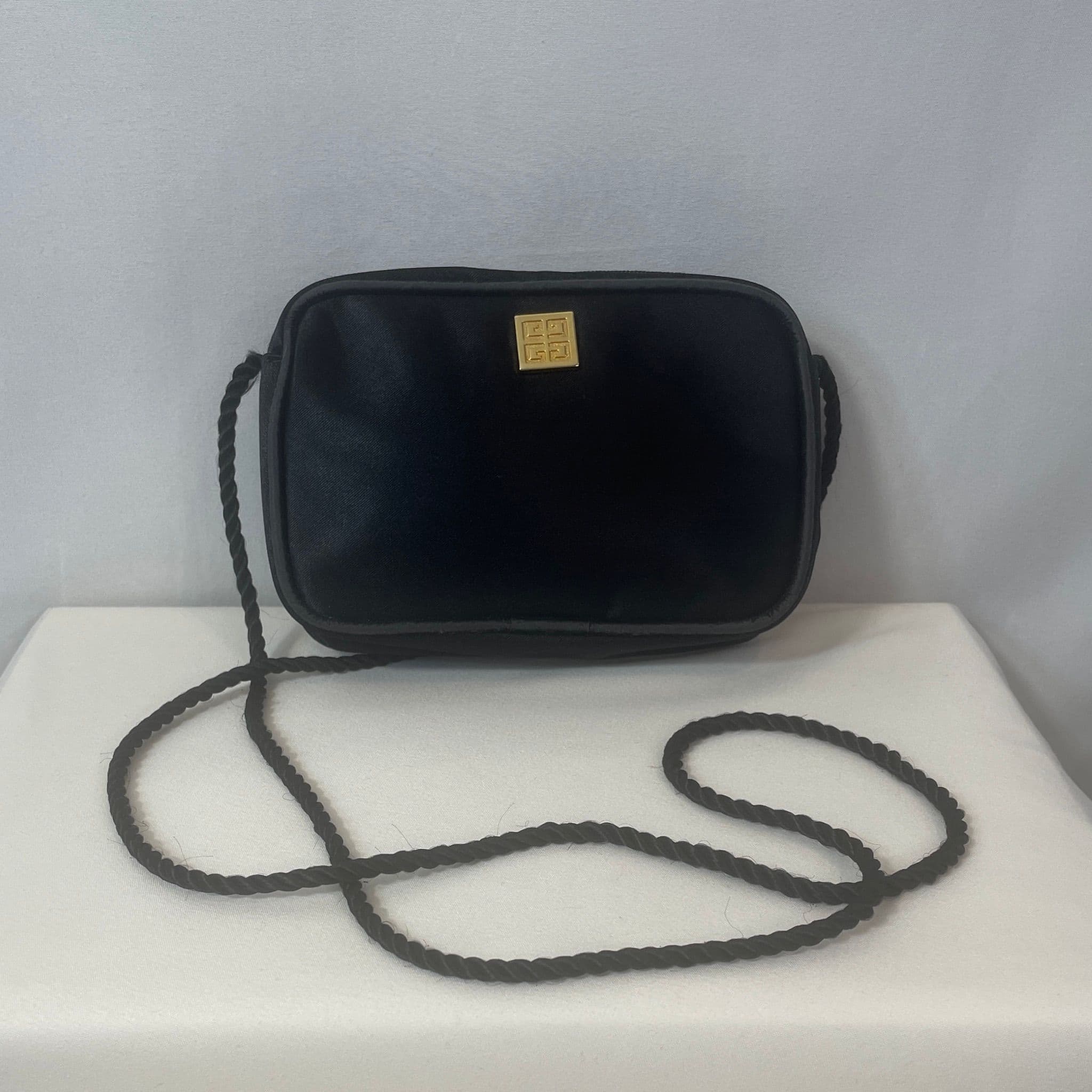 Givenchy Black Nylon Crossbody Bag with Gold Logo Plaque