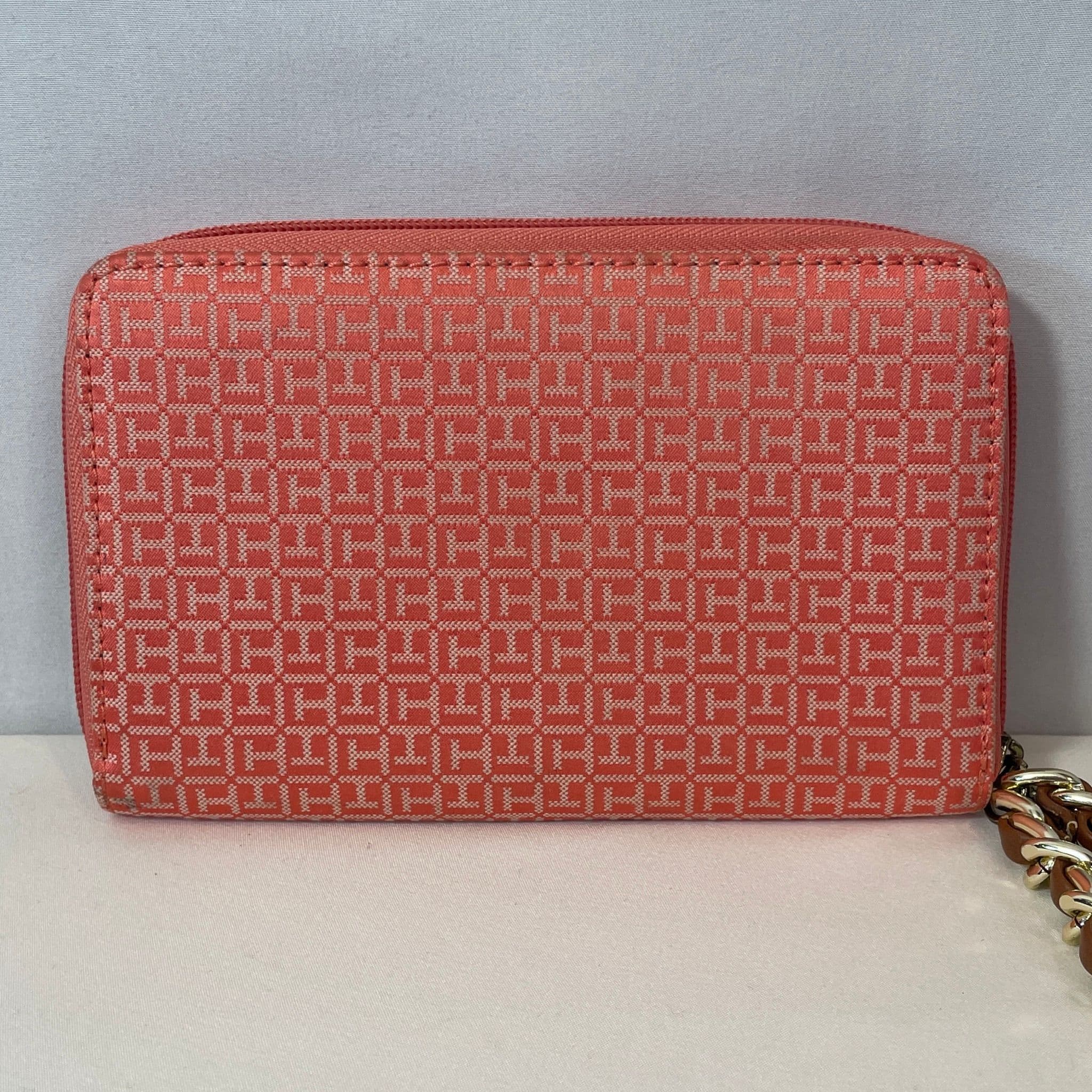 Tommy Hilfiger Coral Monogram Zip-Around Wristlet Wallet with Chain Strap - Thumbnail 3
