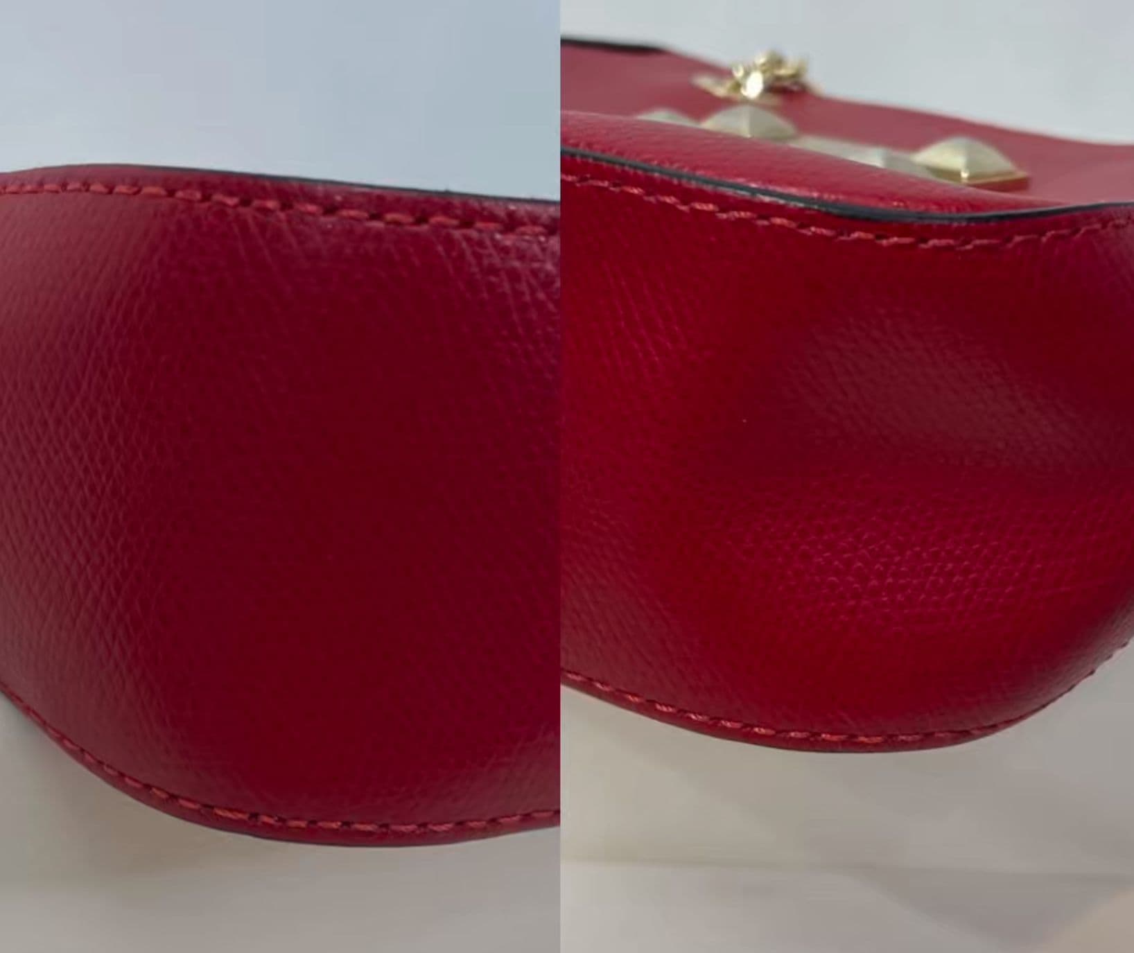 Valentino by Mario Valentino Red Leather Chain Strap Crossbody Shoulder Bag - Thumbnail 8