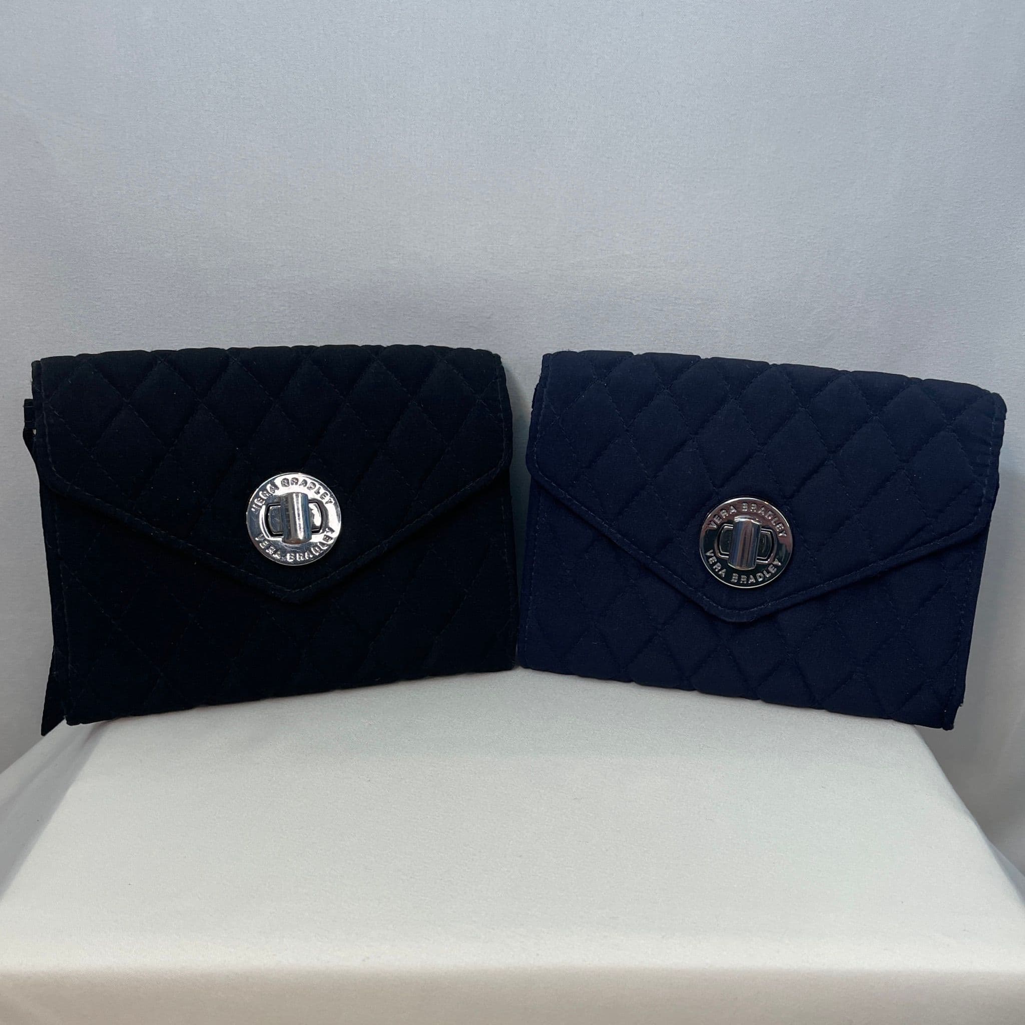 Choice: Vera Bradley Quilted Turnlock Wallet Wristlet — Black or Navy (Your Choice)