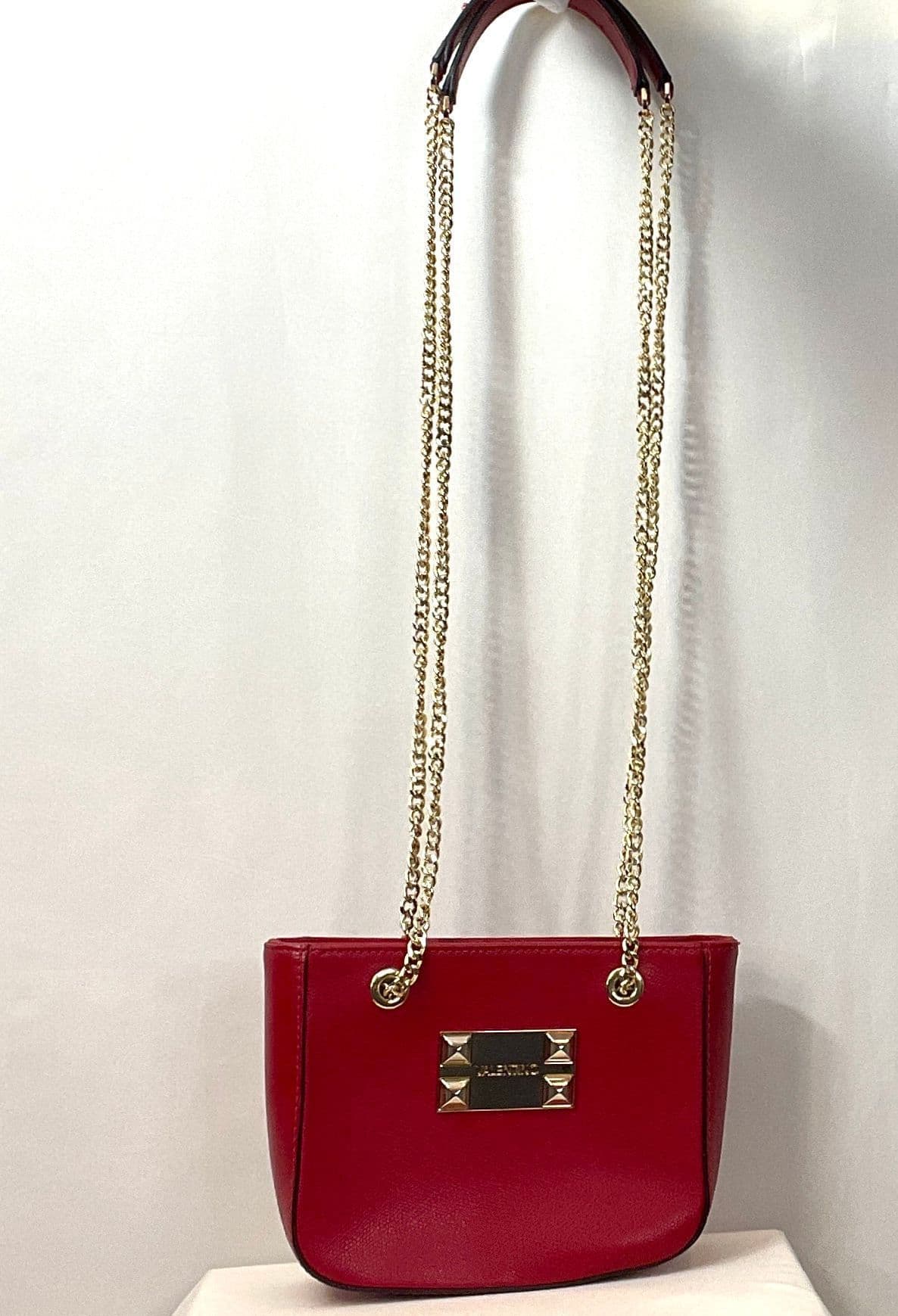 Valentino by Mario Valentino Red Leather Chain Strap Crossbody Shoulder Bag - Thumbnail 3