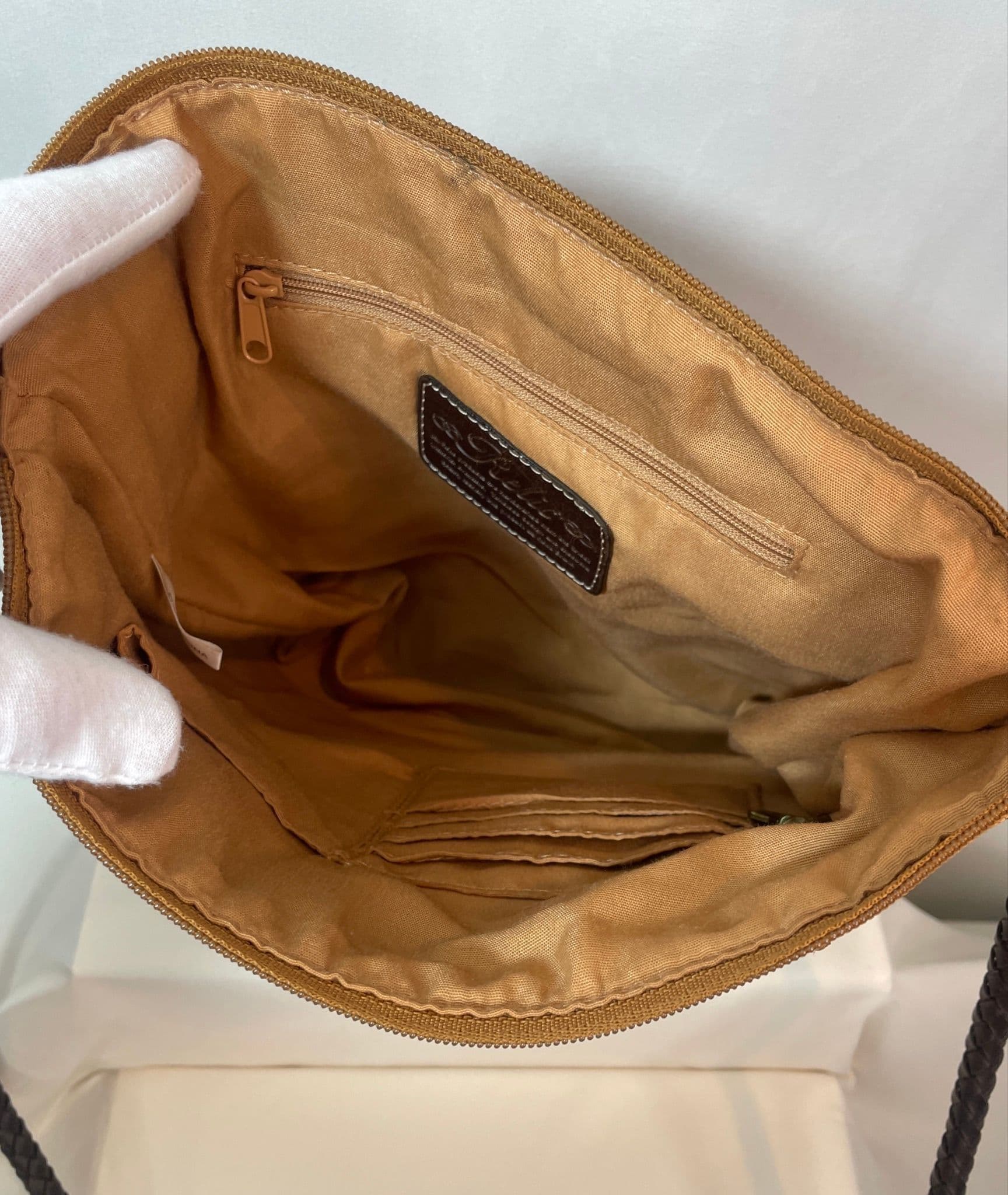 Relic Tooled Paisley Large Zip Tote / Crossbody Bag — Tan Embossed Detail - Thumbnail 4