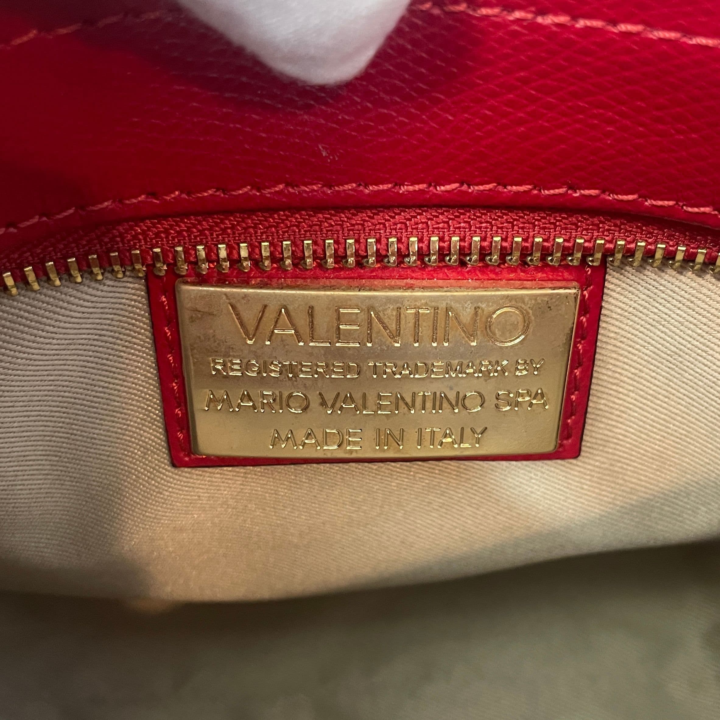 Valentino by Mario Valentino Red Leather Chain Strap Crossbody Shoulder Bag - Thumbnail 5