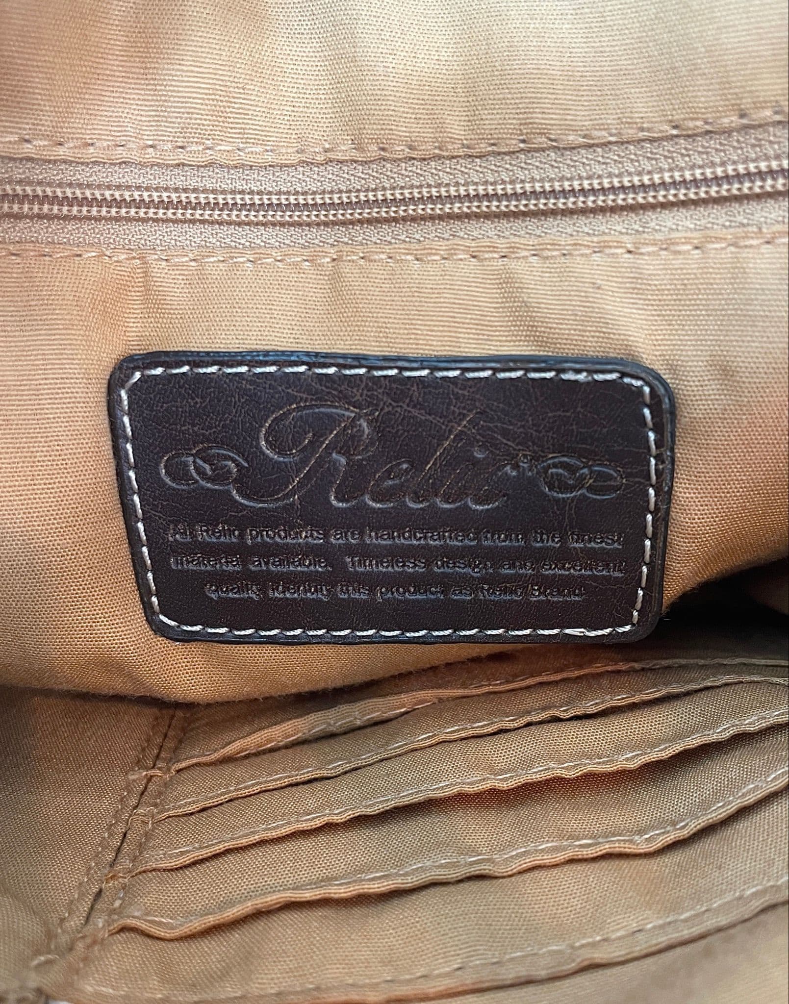 Relic Tooled Paisley Large Zip Tote / Crossbody Bag — Tan Embossed Detail - Thumbnail 5