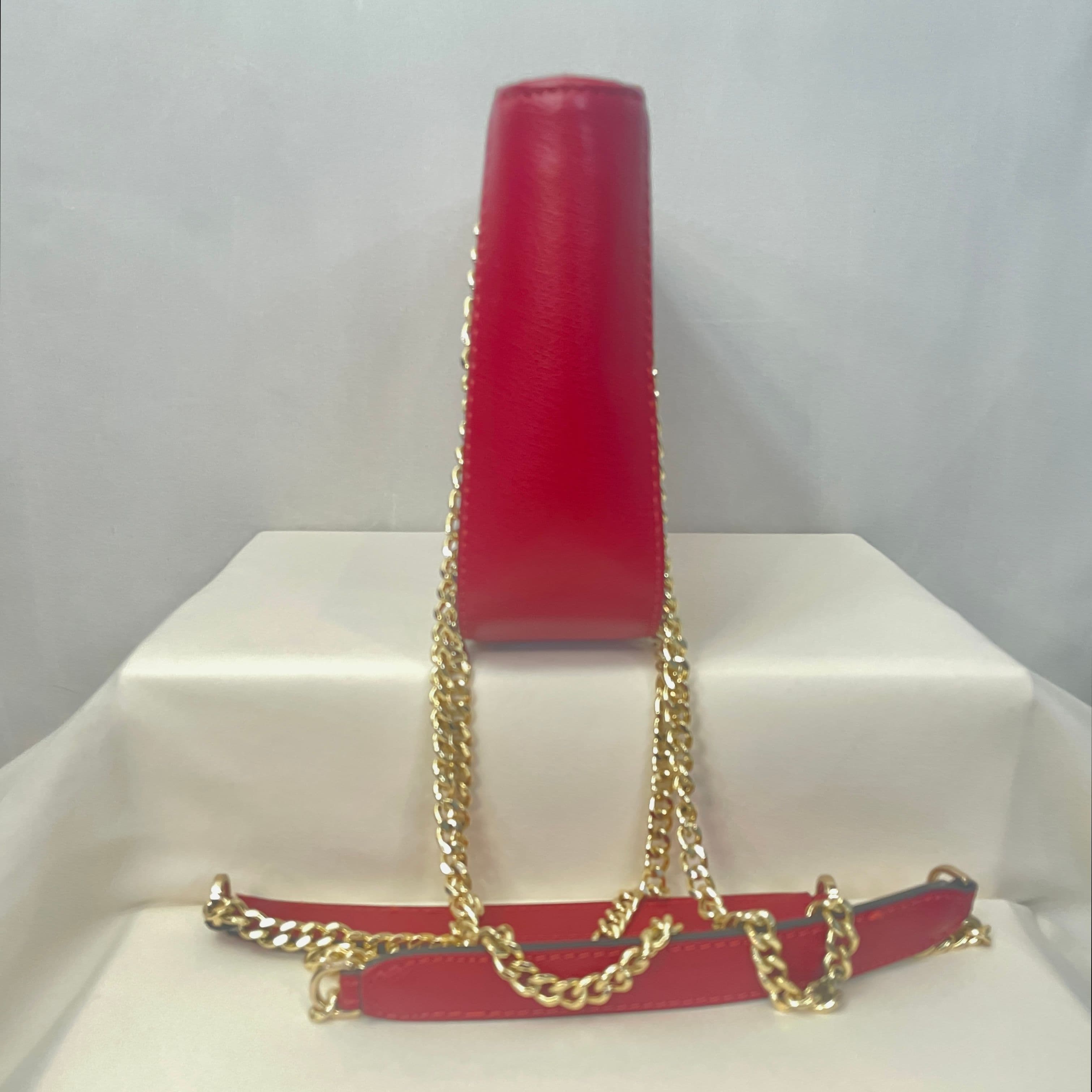 Valentino by Mario Valentino Red Leather Chain Strap Crossbody Shoulder Bag - Thumbnail 2