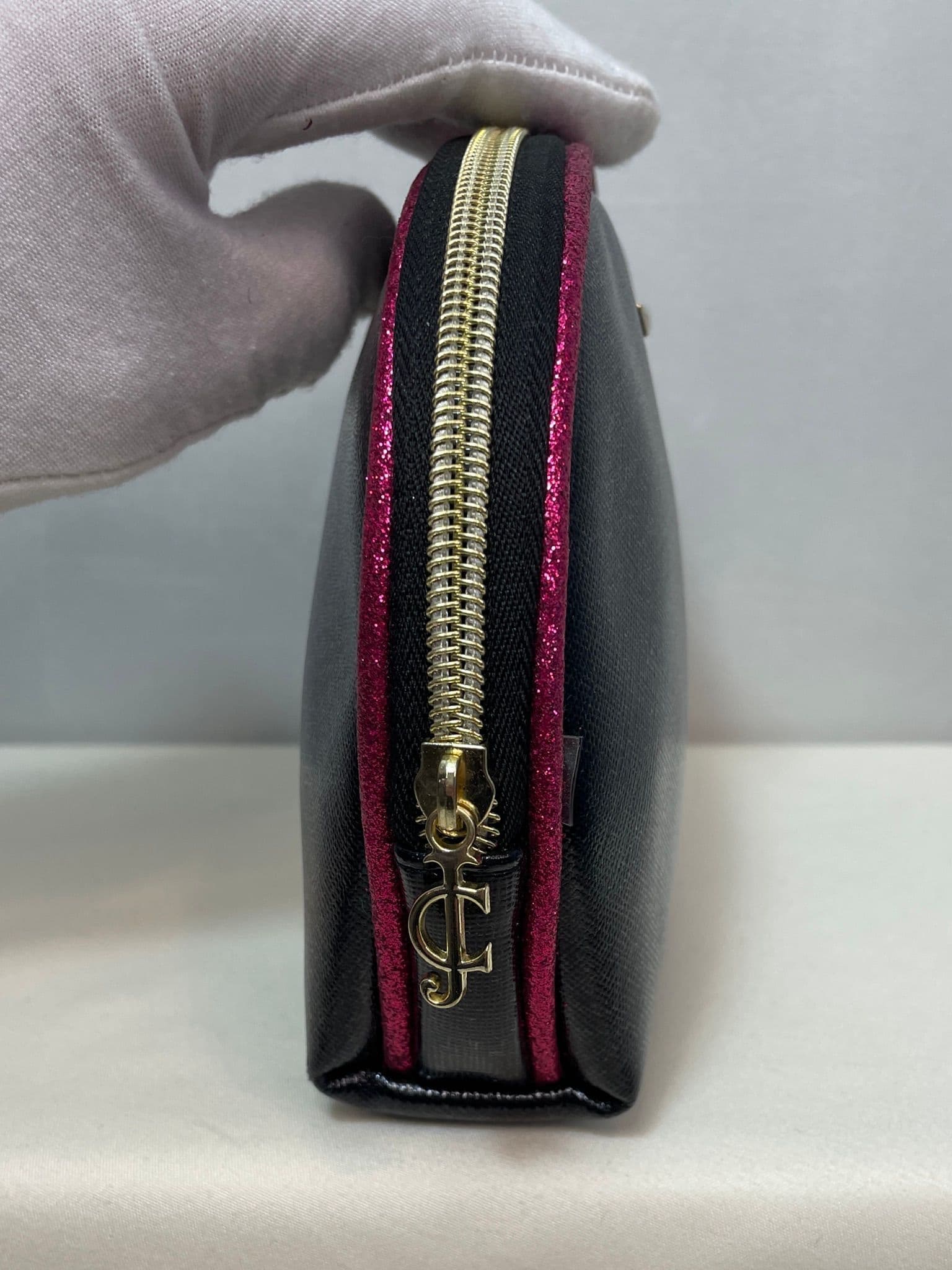 Juicy Couture Black Glossy Faux Leather Clutch / Cosmetics Pouch - Thumbnail 4