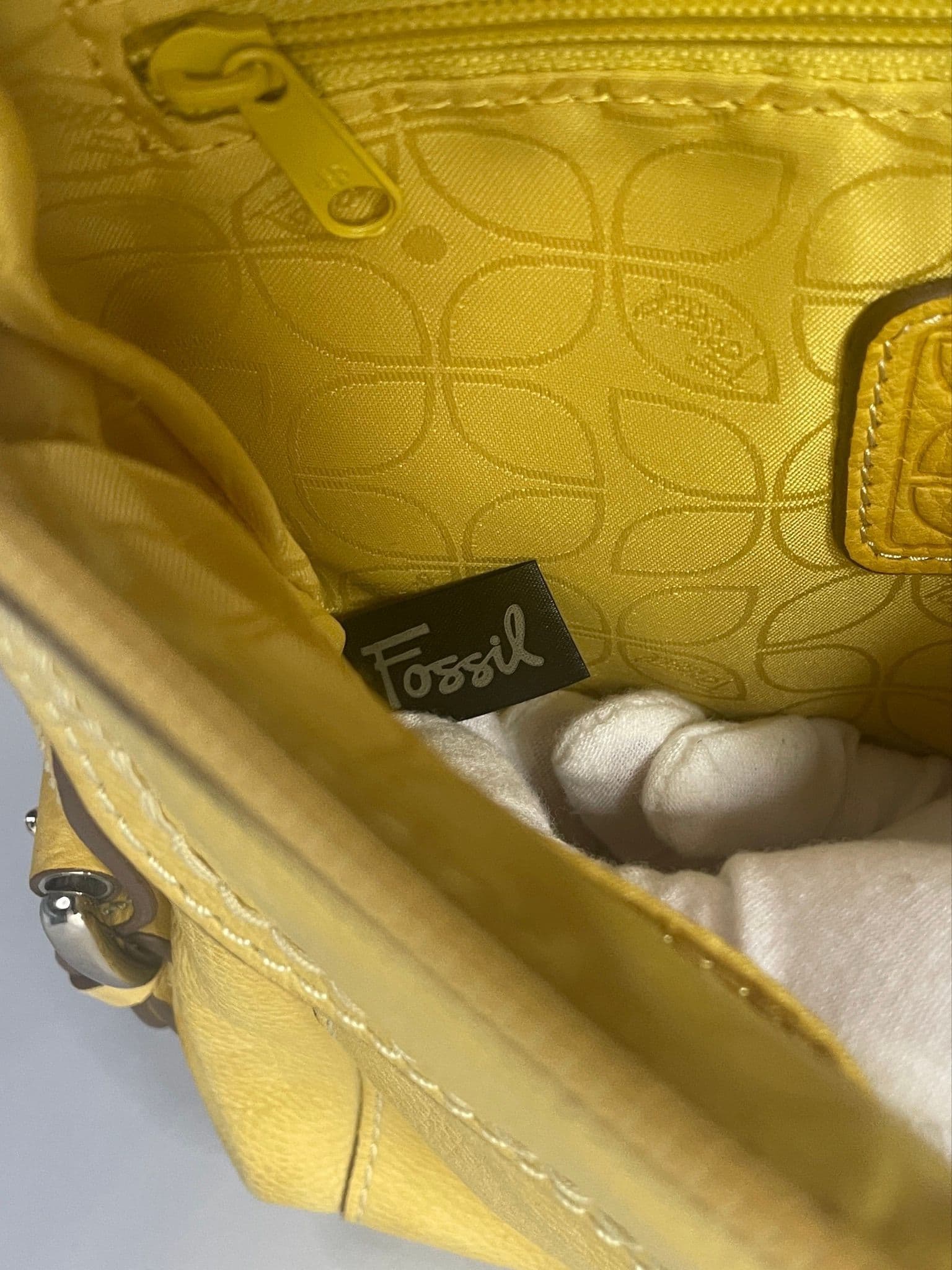 Fossil Yellow Peppled Leather Crossbody Preloved - Thumbnail 7