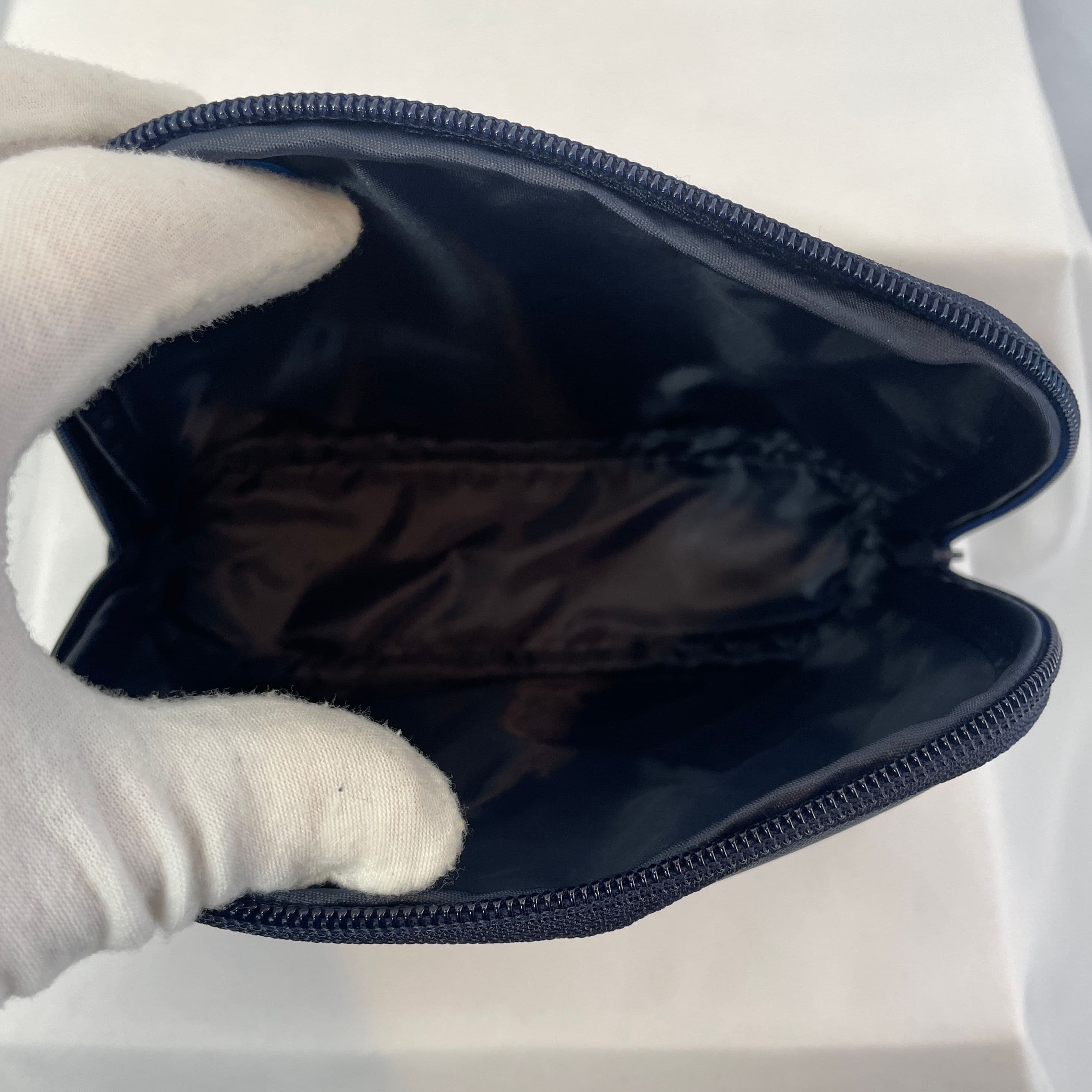 Lune + Aster Deep Navy Faux Leather Cosmetics / Clutch Pouch with Textured Finish - Thumbnail 3