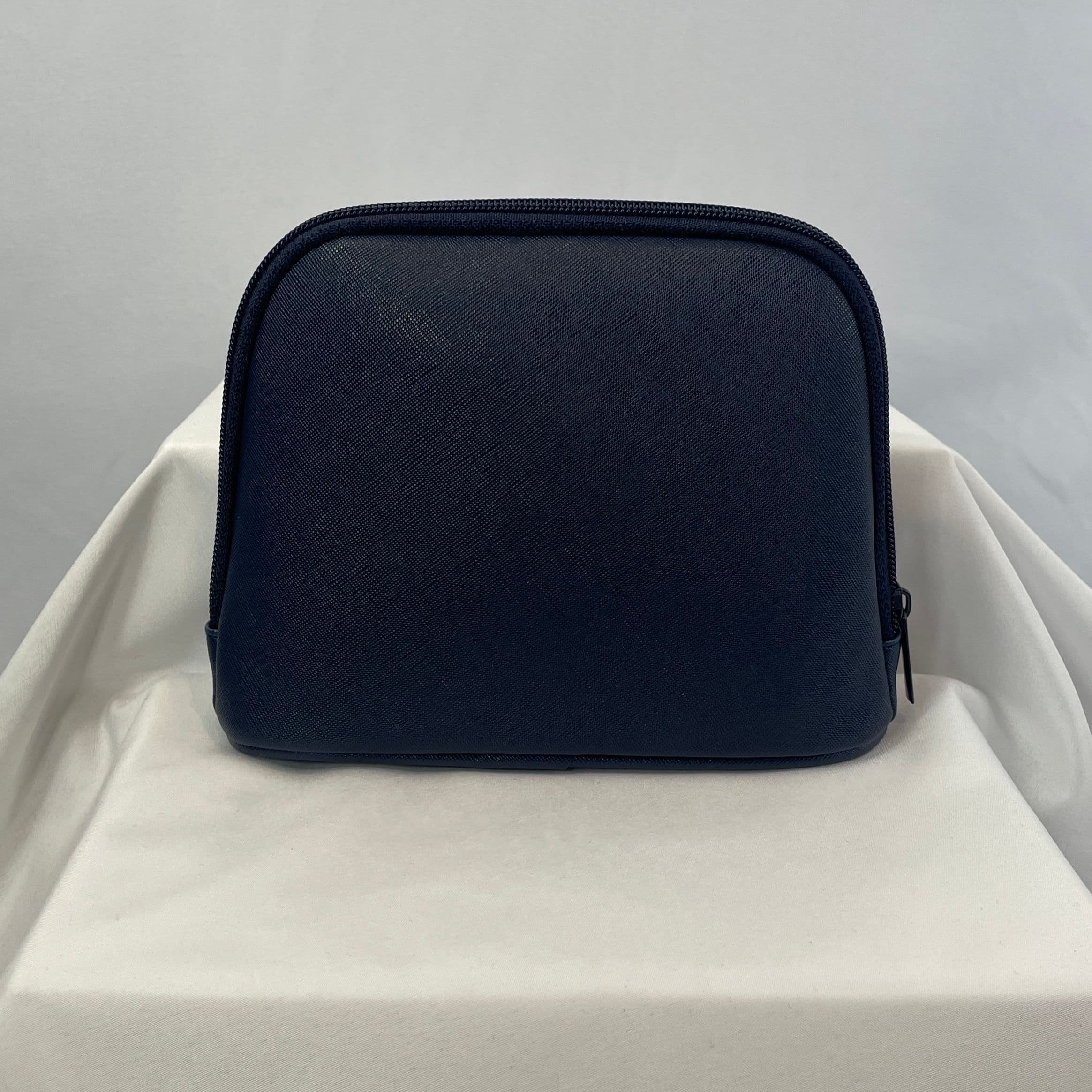 Lune + Aster Deep Navy Faux Leather Cosmetics / Clutch Pouch with Textured Finish - Thumbnail 2
