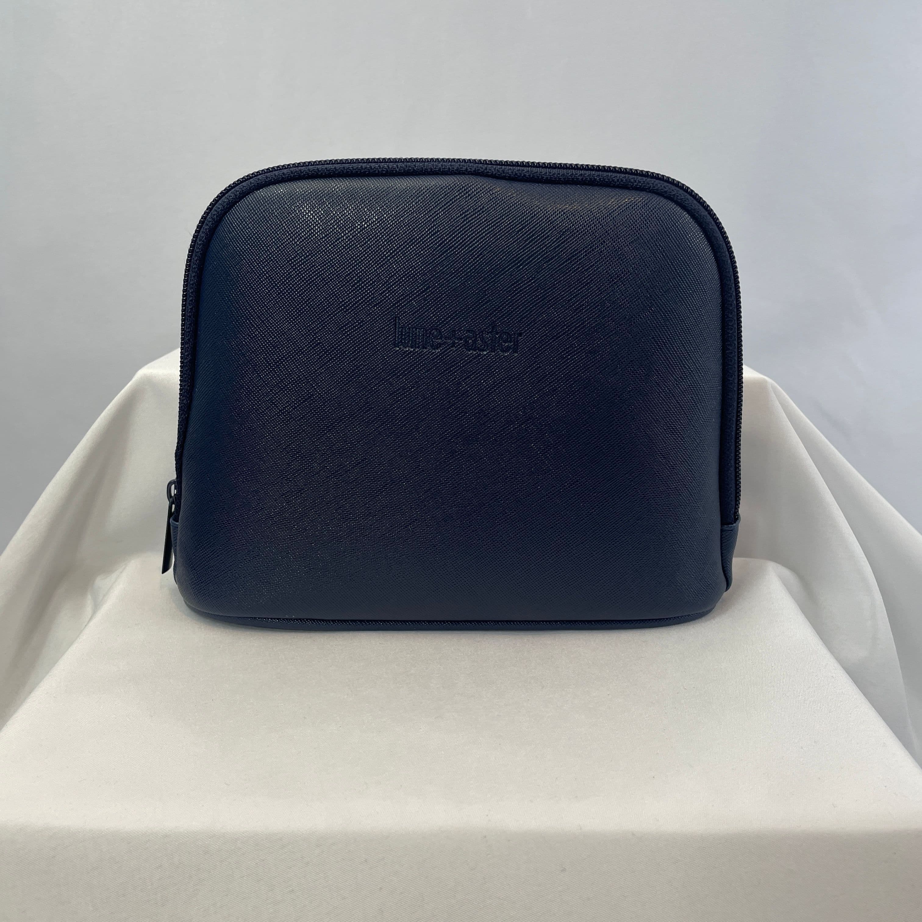 Lune + Aster Deep Navy Faux Leather Cosmetics / Clutch Pouch with Textured Finish