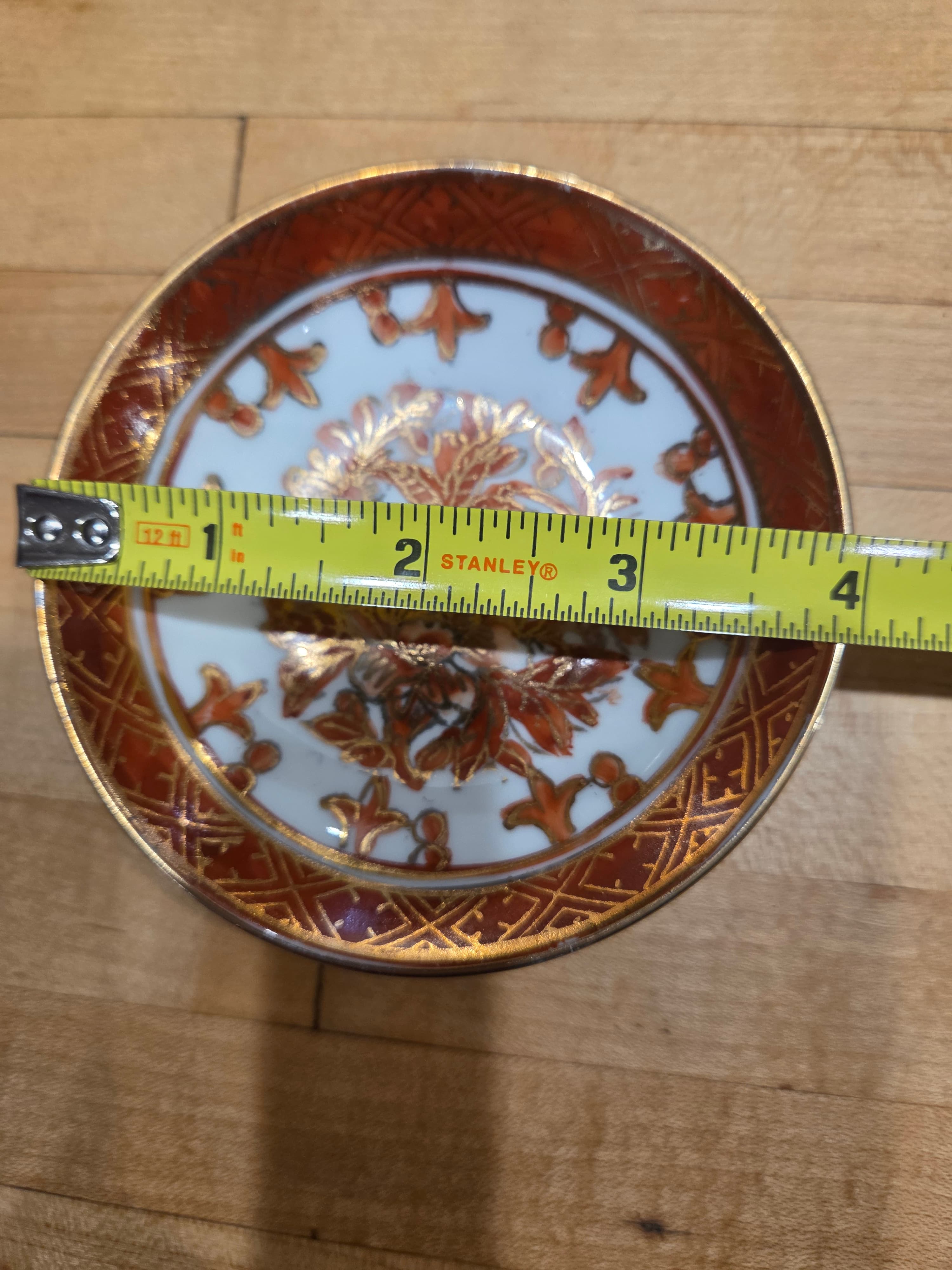 Vintage ACF Japanese Porcelain Rust Gold Trinket Dishes Pair 4" - Thumbnail 6