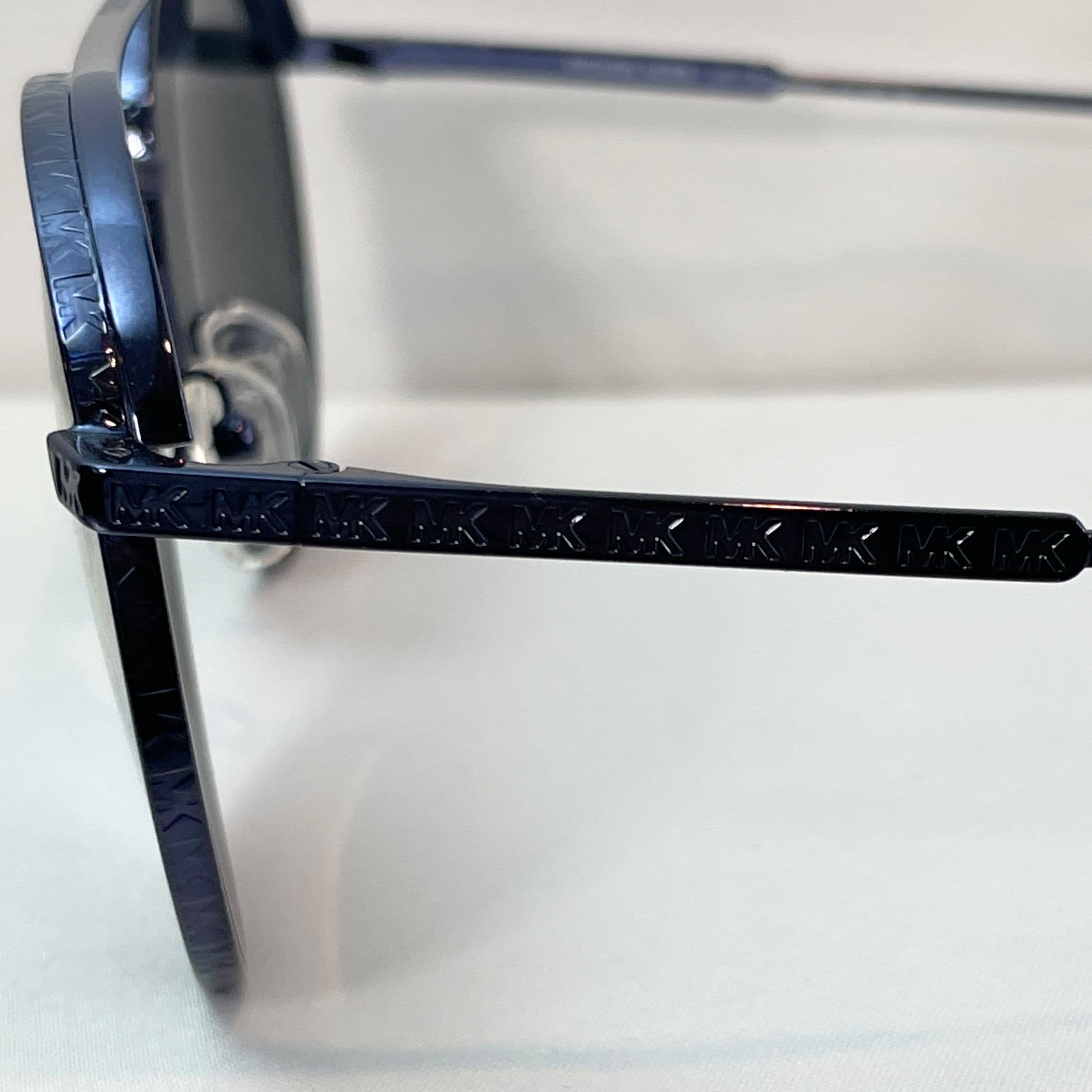 Michael Kors Metallic Blue Aviator Sunglasses with Yellow Mirror Lenses and Etched Rim Detailing - Thumbnail 3
