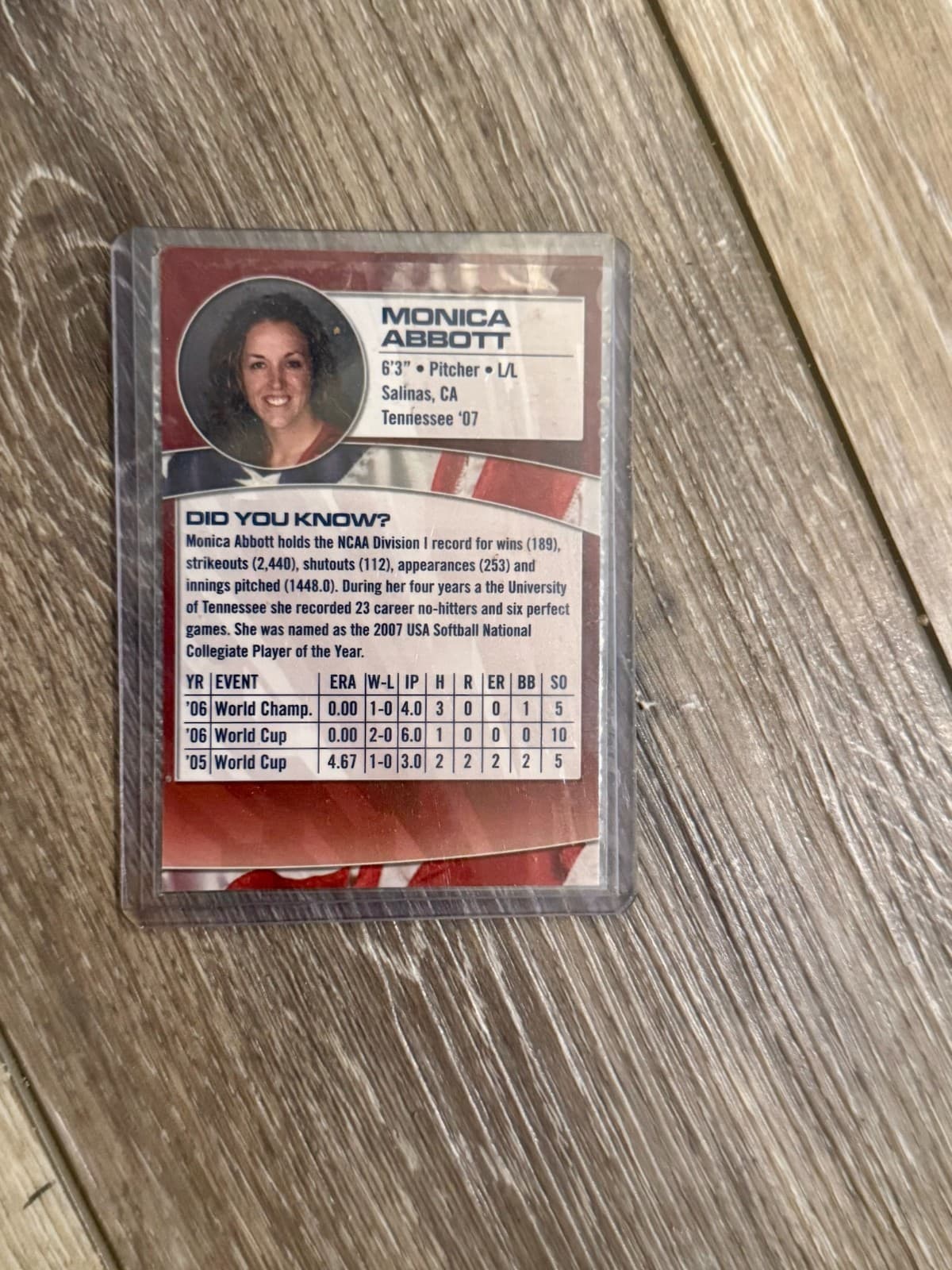 2008 USA Softball National Team Monica Abbott Trading Card - Thumbnail 2