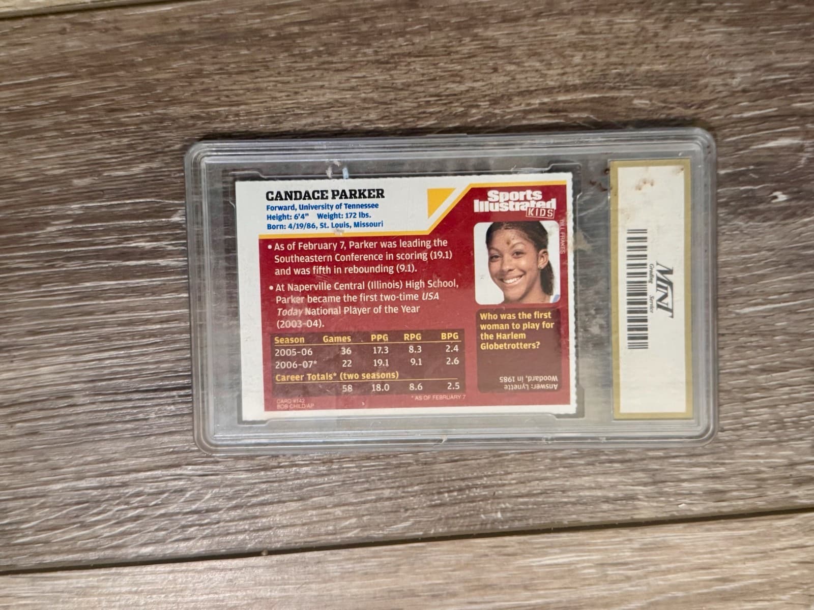 2007 SPORTS ILLUSTRATED FOR KIDS RC ROOKIE CANDACE PARKER PSA 10 POP 4 WNBA - Thumbnail 3